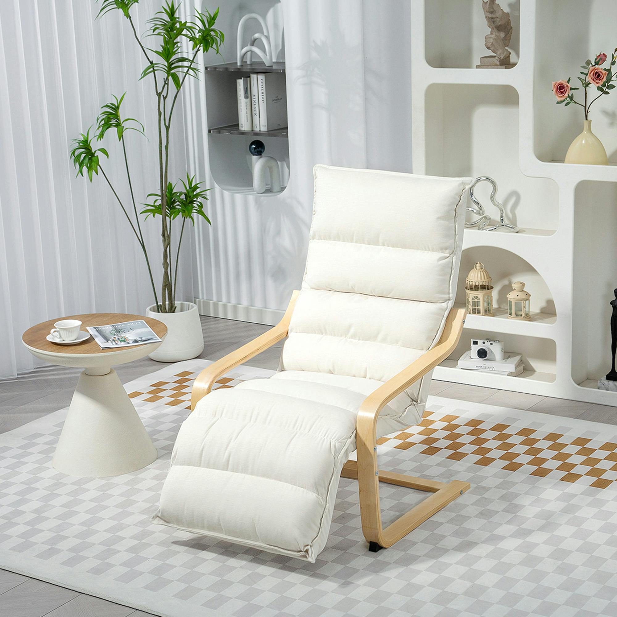 Homcom Black Birch Wood Lounge Chair For Living Room, Bedroom,
