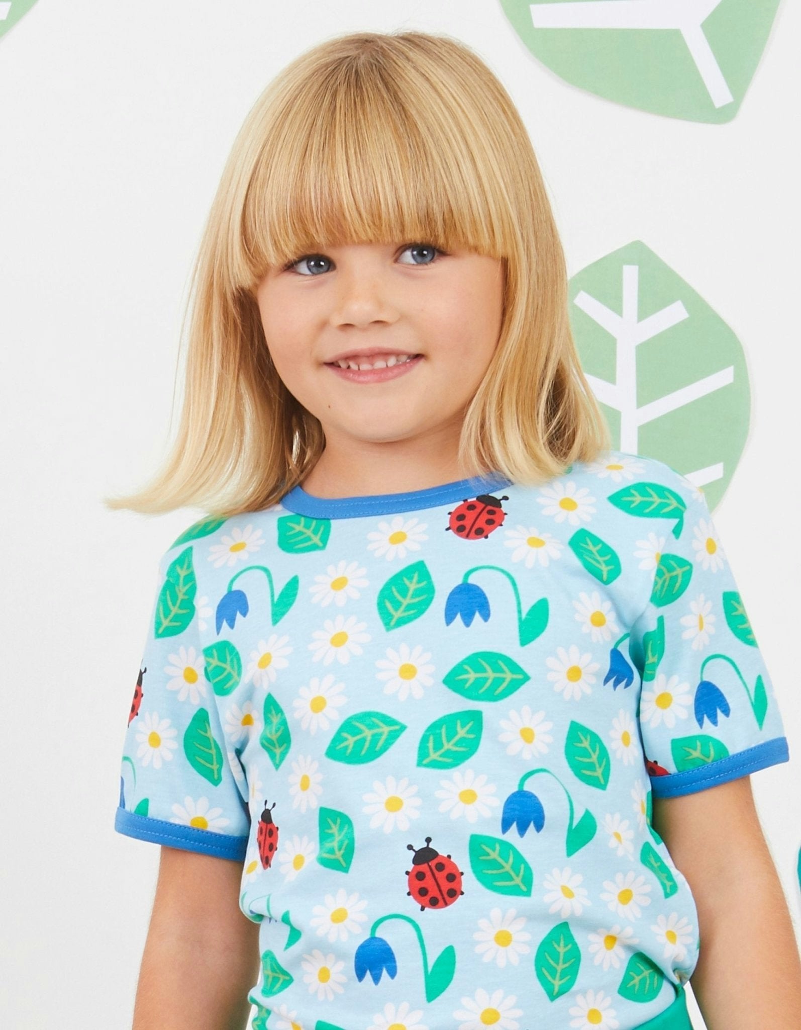 Toby Tiger Blue Organic English Garden Print Short-Sleeved T-Shirt - 12-18M / 86Cm