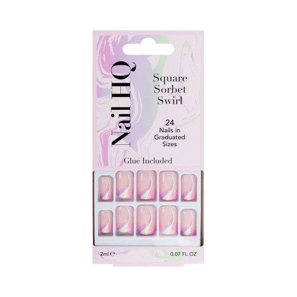Nail Hq Square Sorbet Swirl Nails