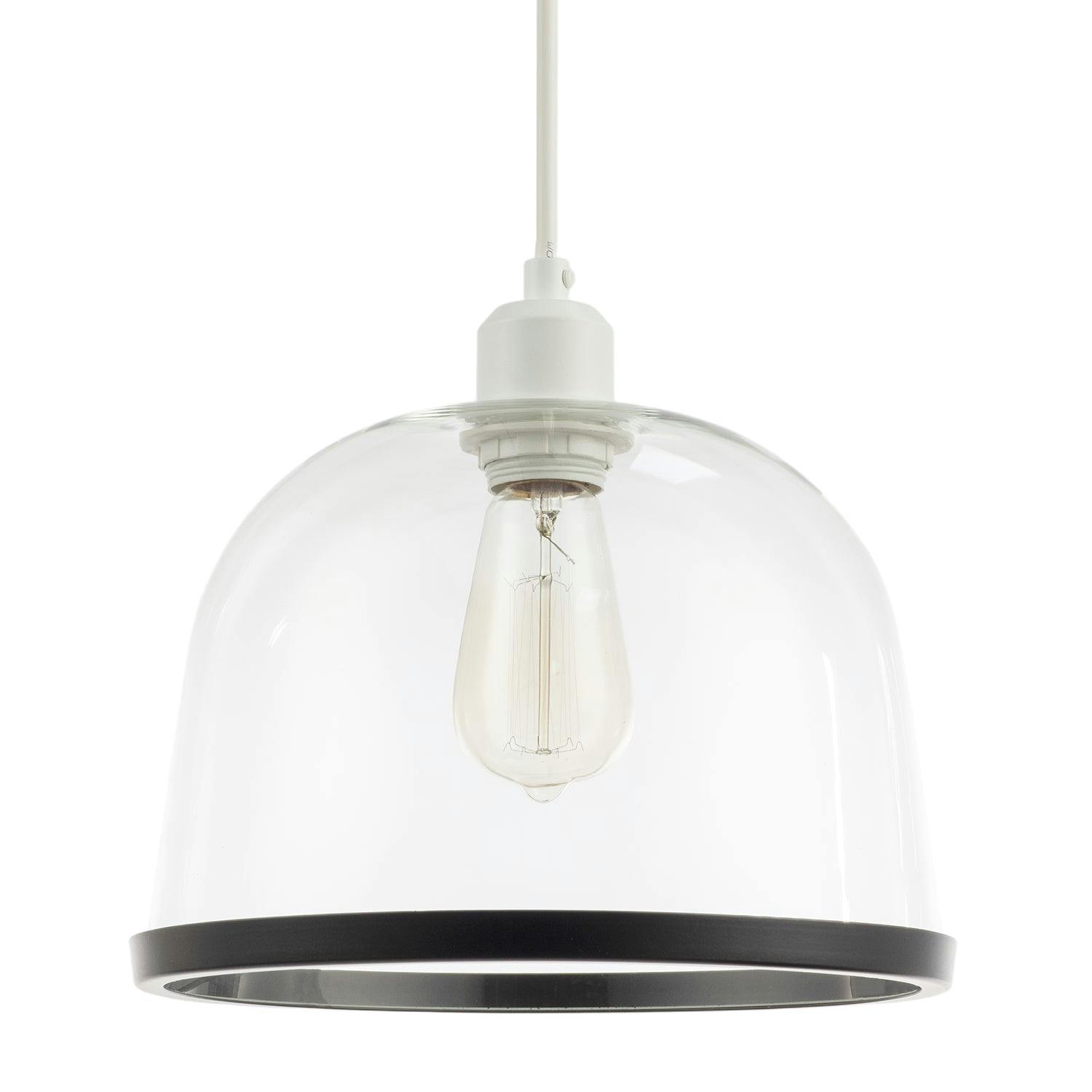 Happy Homewares Light/Black Modern Clear Glass Bowl Pendant Shade With Matte Rim