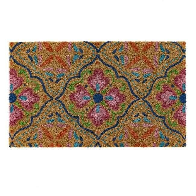 Rackhams Orange Natural Bright Tile Coir Doormat 45X75 Cm