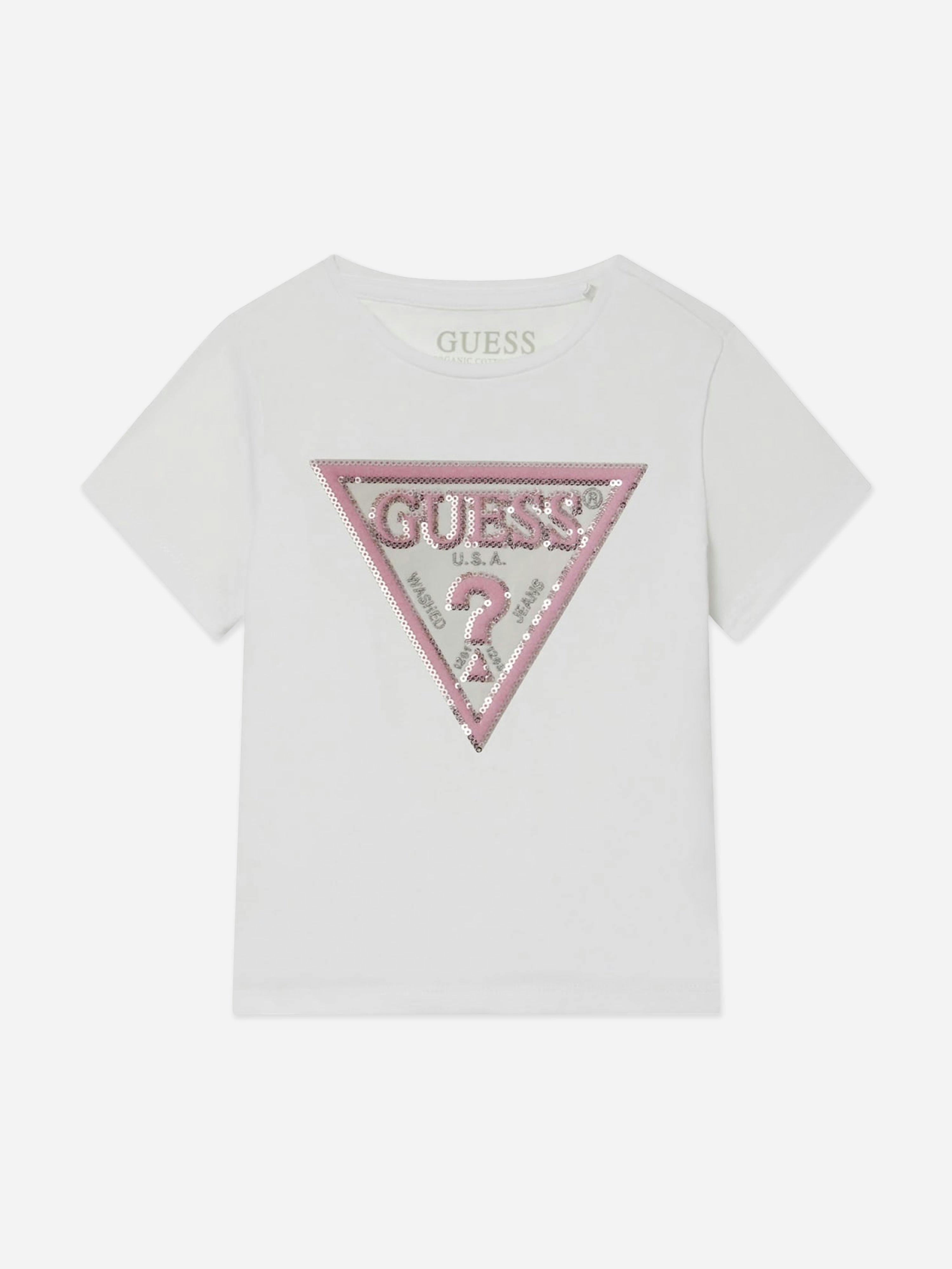 Guess Girls White Logo T-Shirt In - 6 Yrs