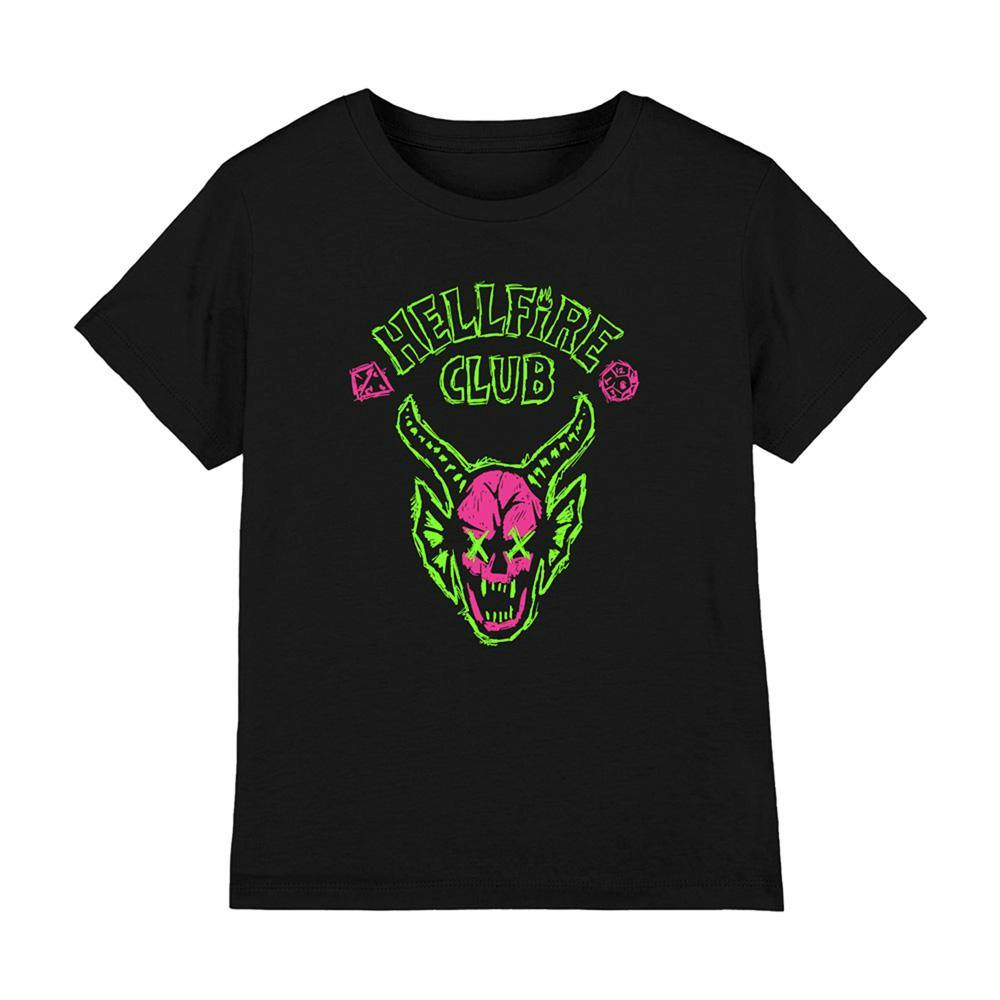 Stranger Things Black Kids Hellfire Sketch Logo T-Shirt - 12-13 Years