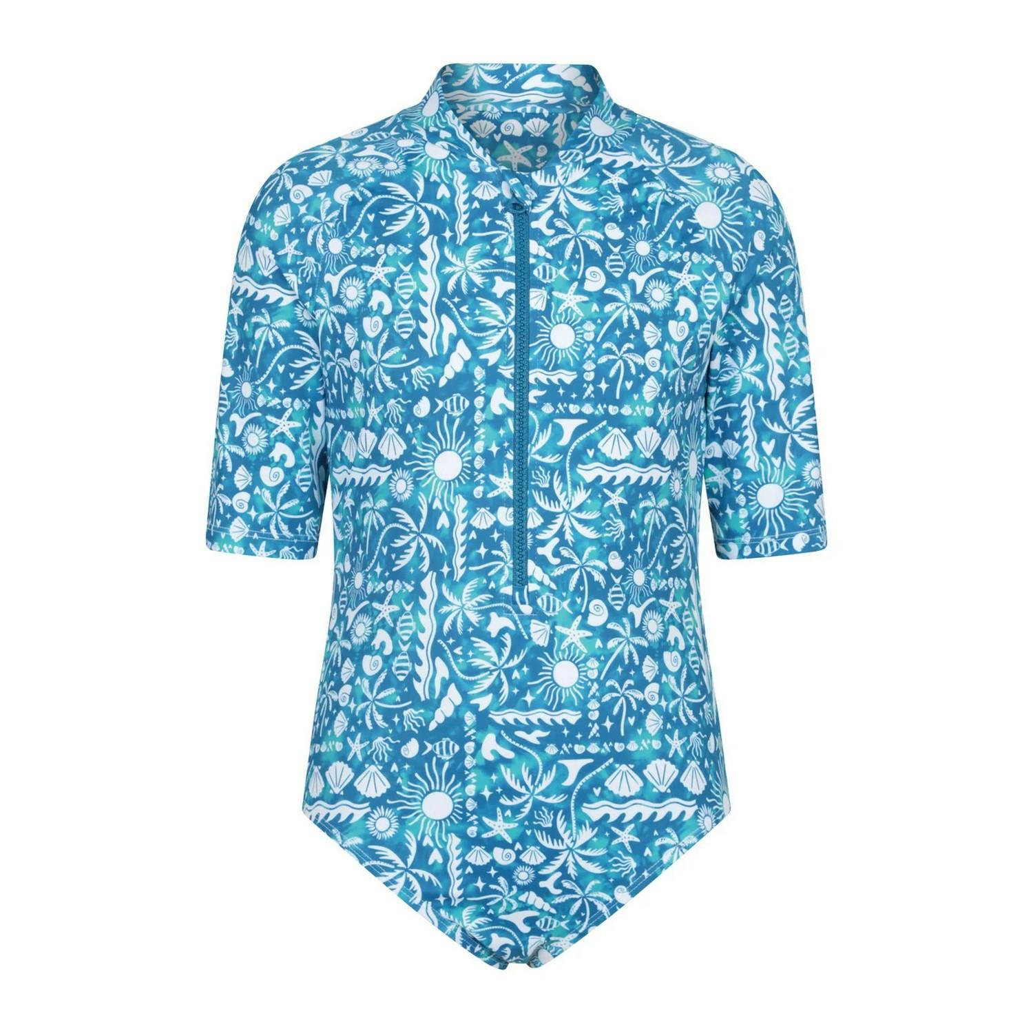 Mountain Warehouse Girls Blue Mira Sealife Rash Guard Swimsuit - 11-12 Years