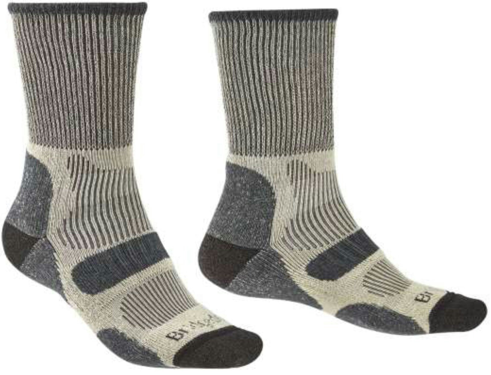 Bridgedale Men's Grey Coolmax Comfort Lw Cotton Crew Hiking Socks {710510} - Charcoal - Large