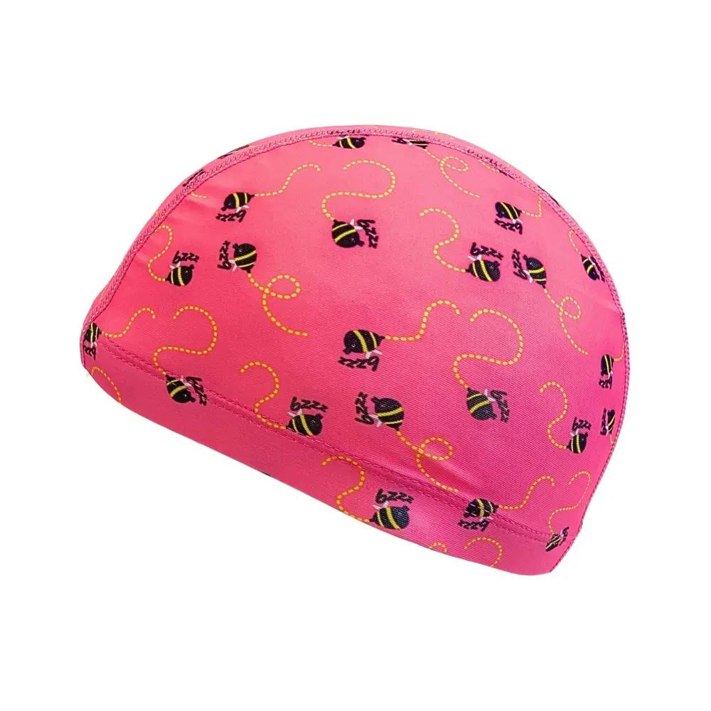 Simply Swim Pink Junior Fun Patterns Lycra Swim Cap - Bees