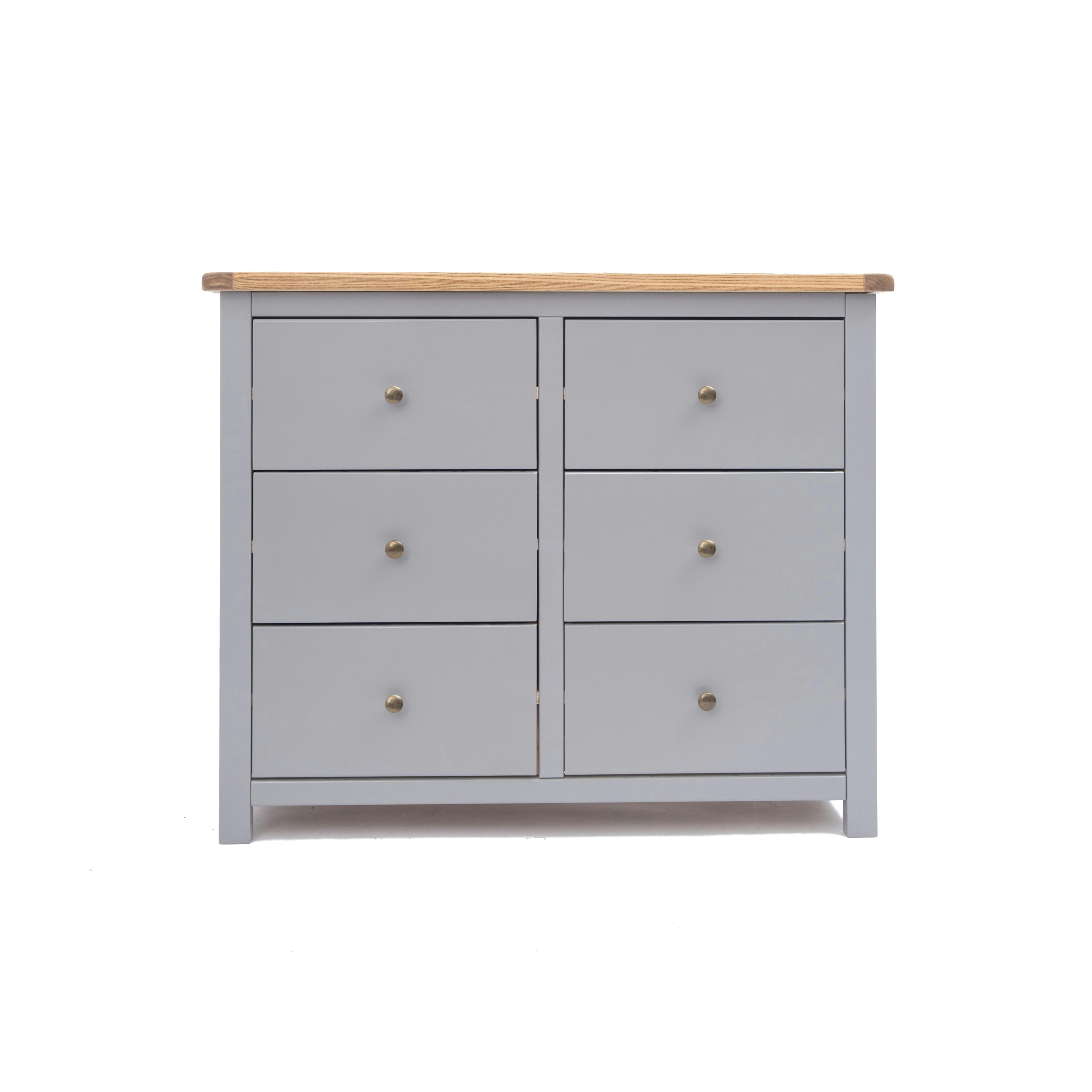 Rackhams Grey Mirano 6 Drawer Chest Of Drawers Brass Knob