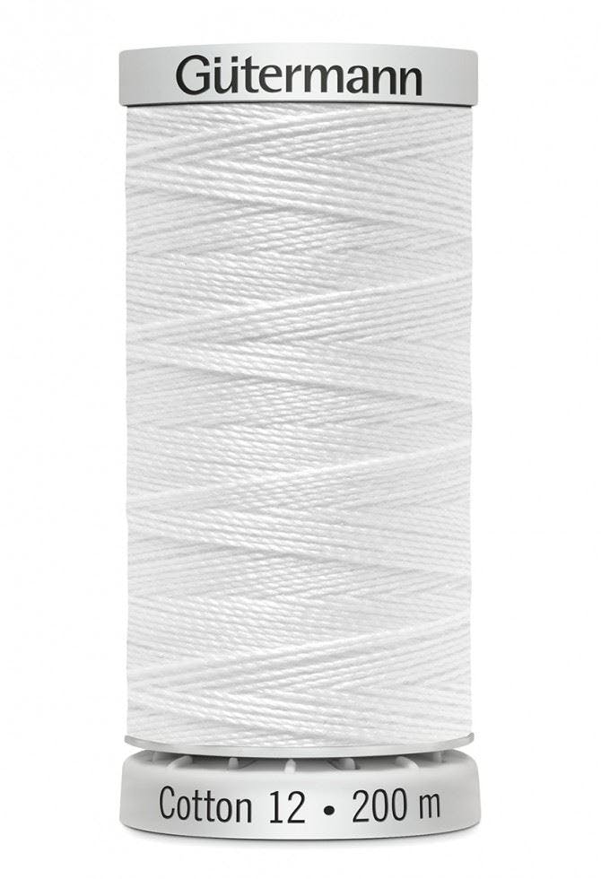 Gutermann No 12 Sulky Cotton Embroidery Thread 200M Cotton Thread Suitable For Embroidery - 1001 - 200 Metres