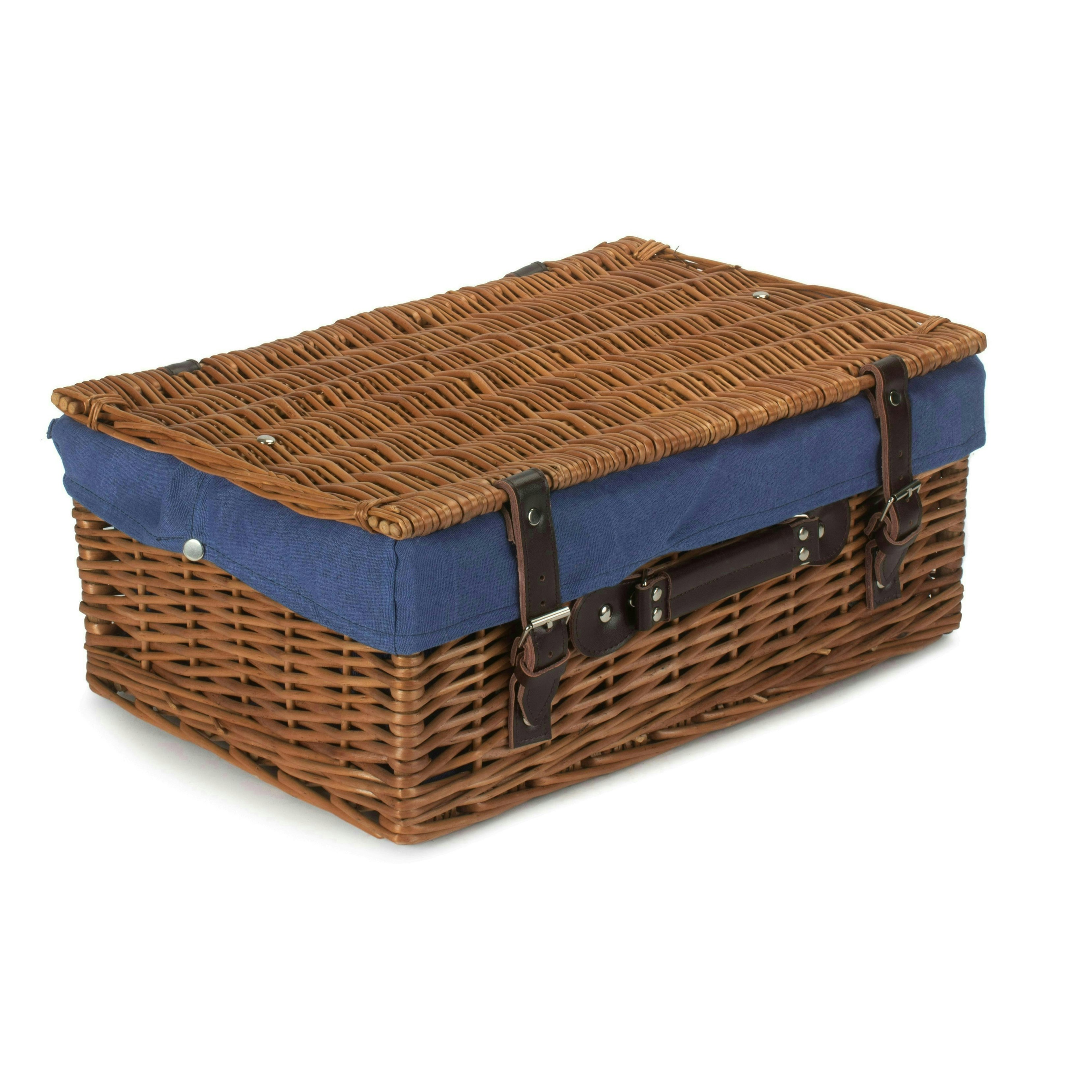 Rackhams Blue 46Cm Double Steamed Willow Wicker Picnic Basket
