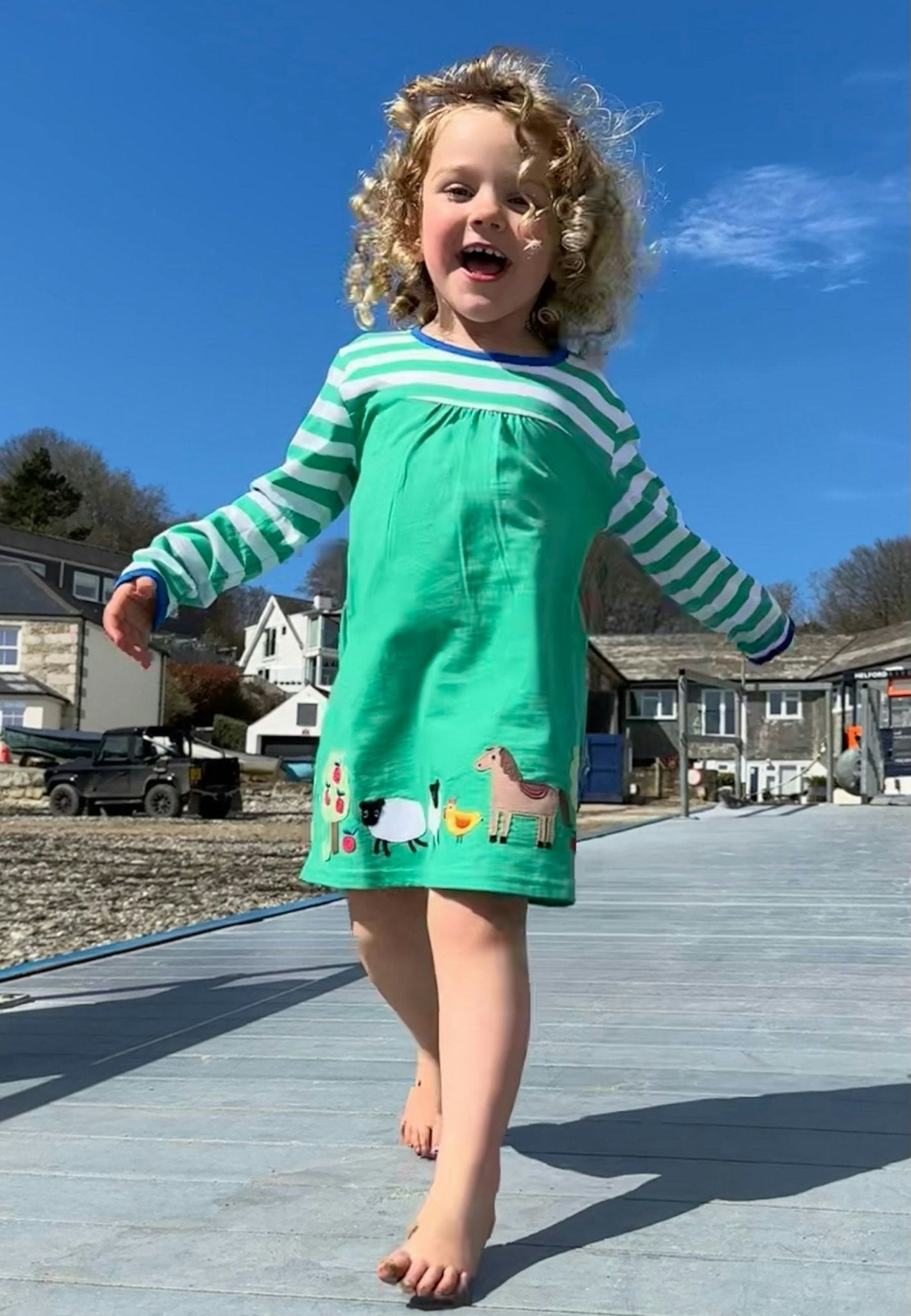 Toby Tiger Organic Hillside Applique T-Shirt Dress - 2-3Y / 98Cm