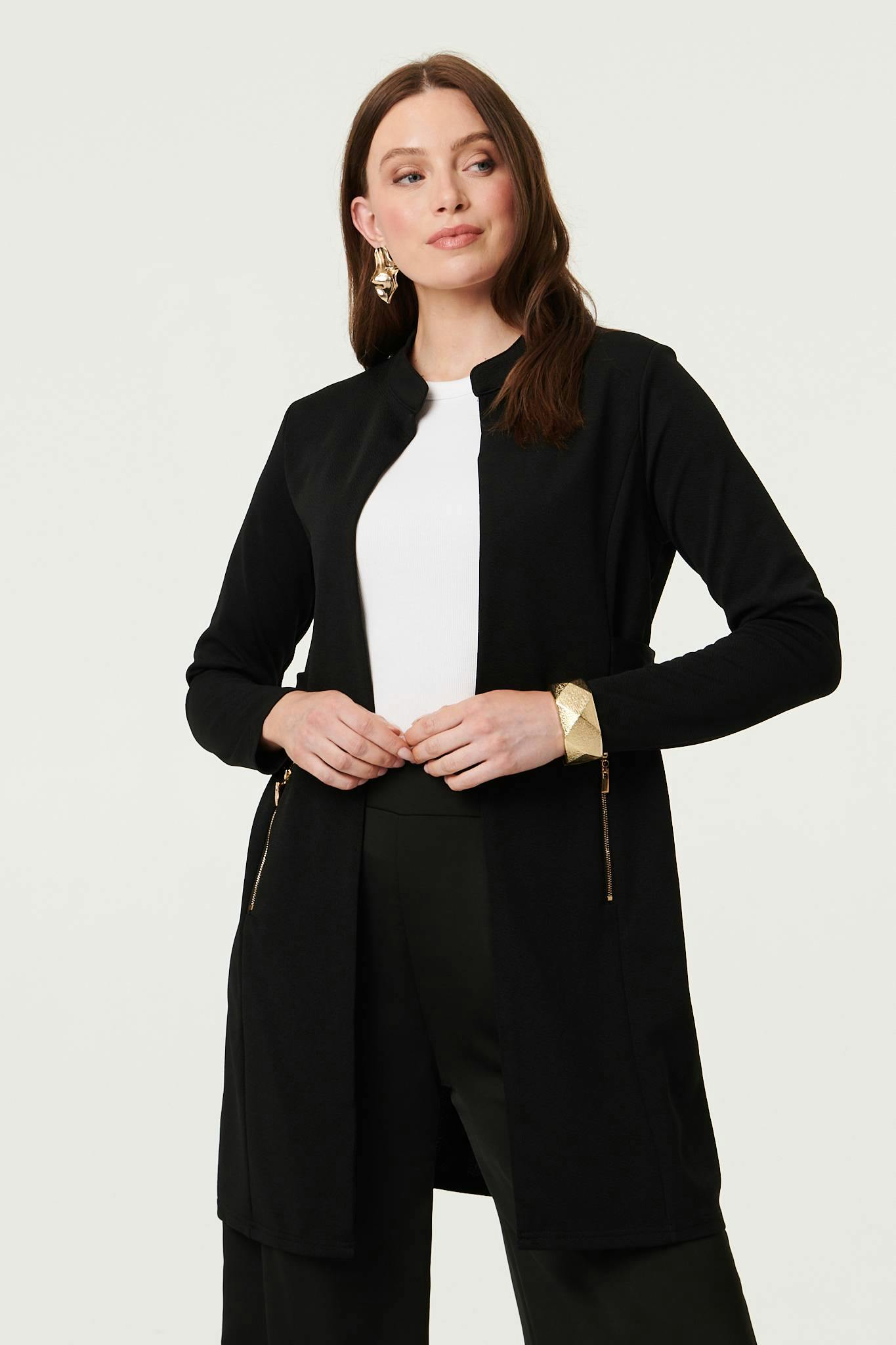Izabel London Black Open Front Longline Coatigan - 14