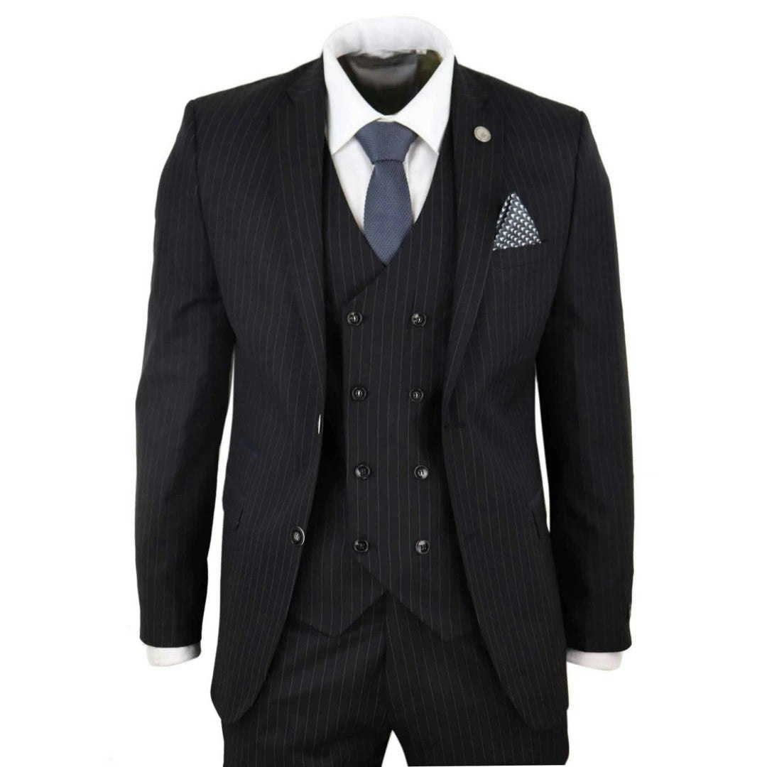 Truclothing Men's Stz42 - 3 Piece Suit Gatsby 1920S Gangster Pinstripe - 40" Jacket 34" Trousers