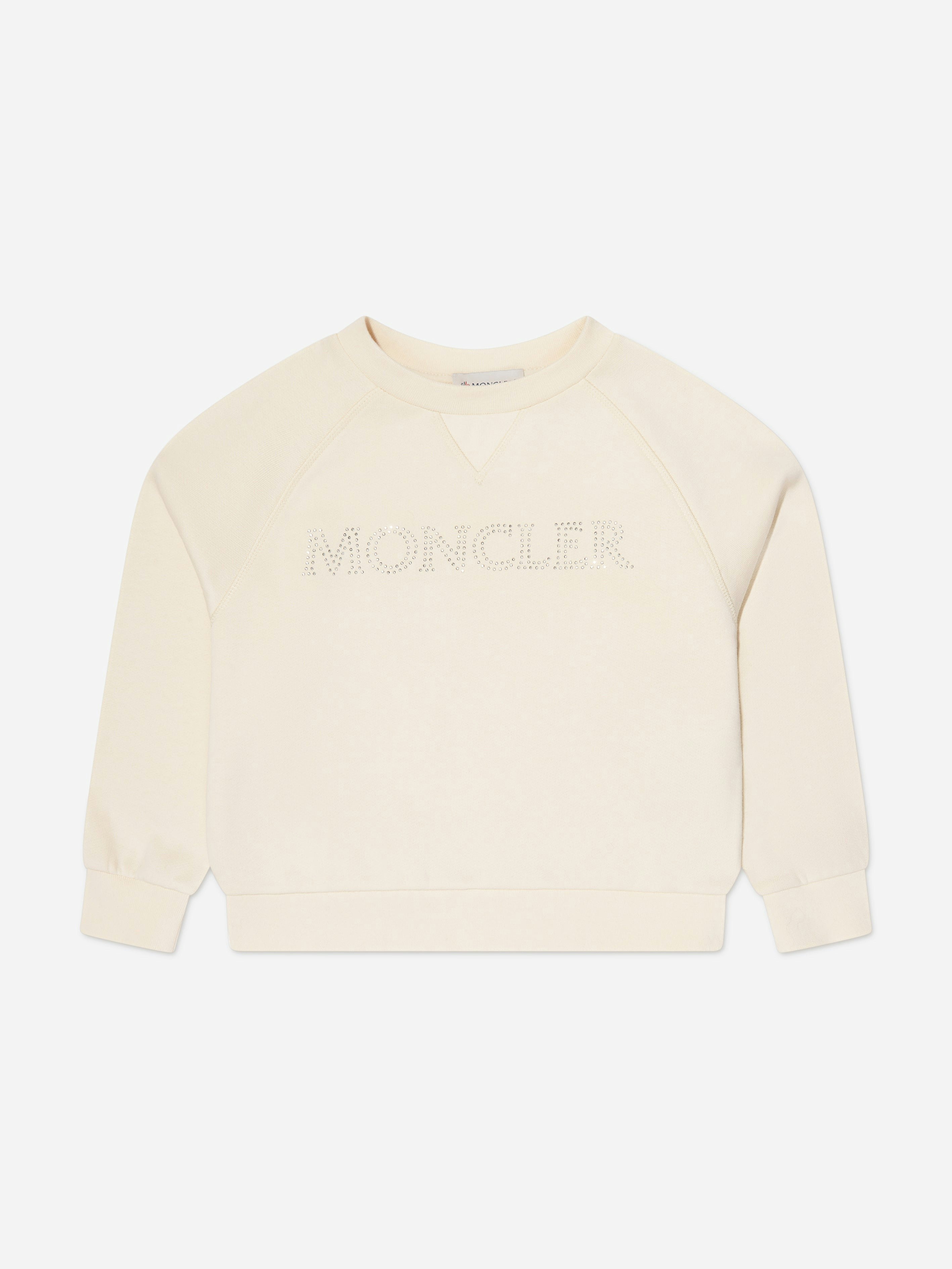 Moncler Enfant Girls Ivory Logo Sweatshirt In - 8 Yrs