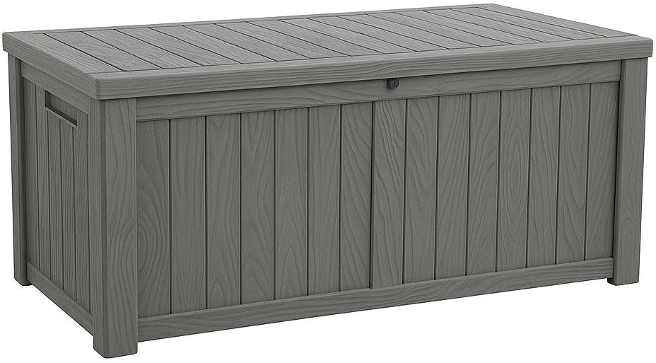 Homeology Grey Tungsten 450 Litre 119 Gallon Waterproof Extra Large Lockable Easy-Open Garden Storage Box In - 1 - Assembly Required