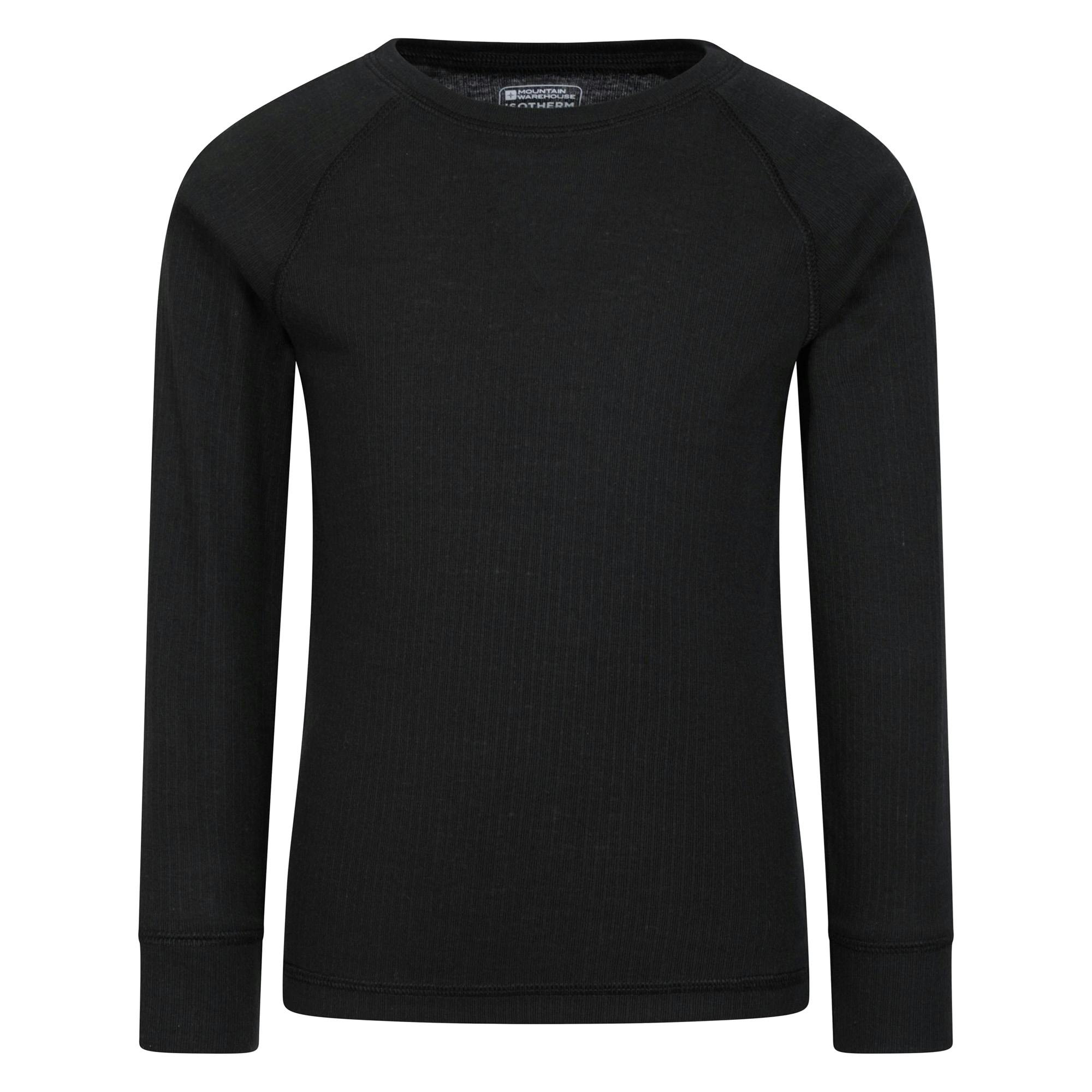 Mountain Warehouse Black Childrens/Kids Talus Round Neck Base Layer Top - 2-3 Years - 100% Polyester