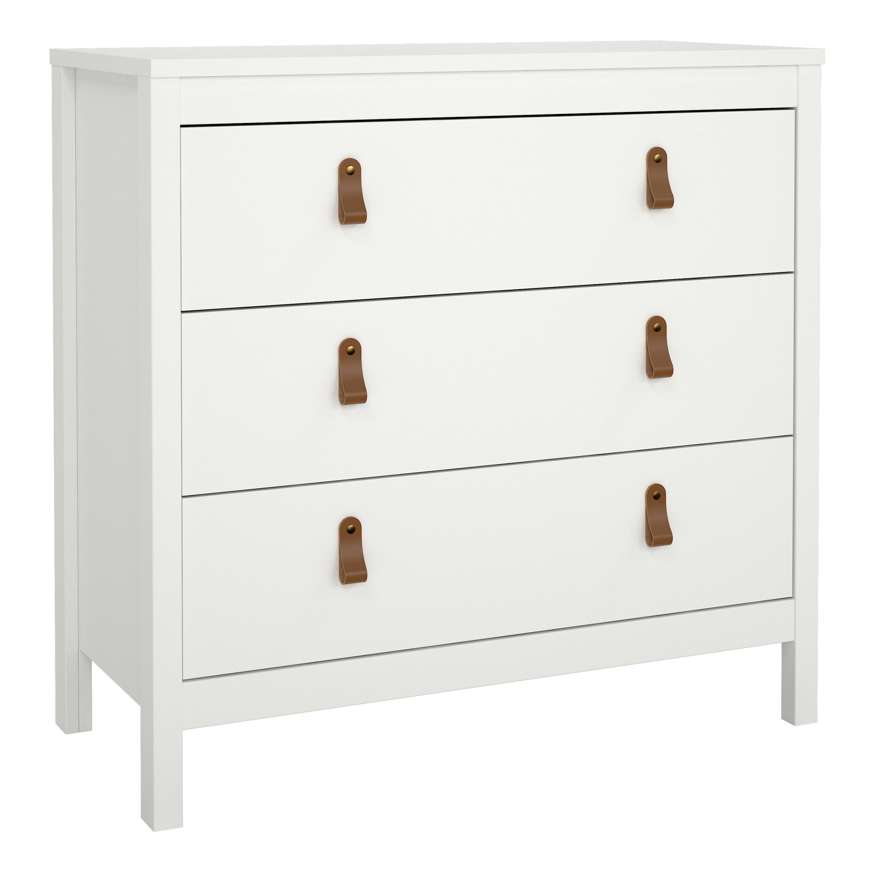 Furniture To Go White Barcelona Chest 3 Drawers In - Matt - Melamine