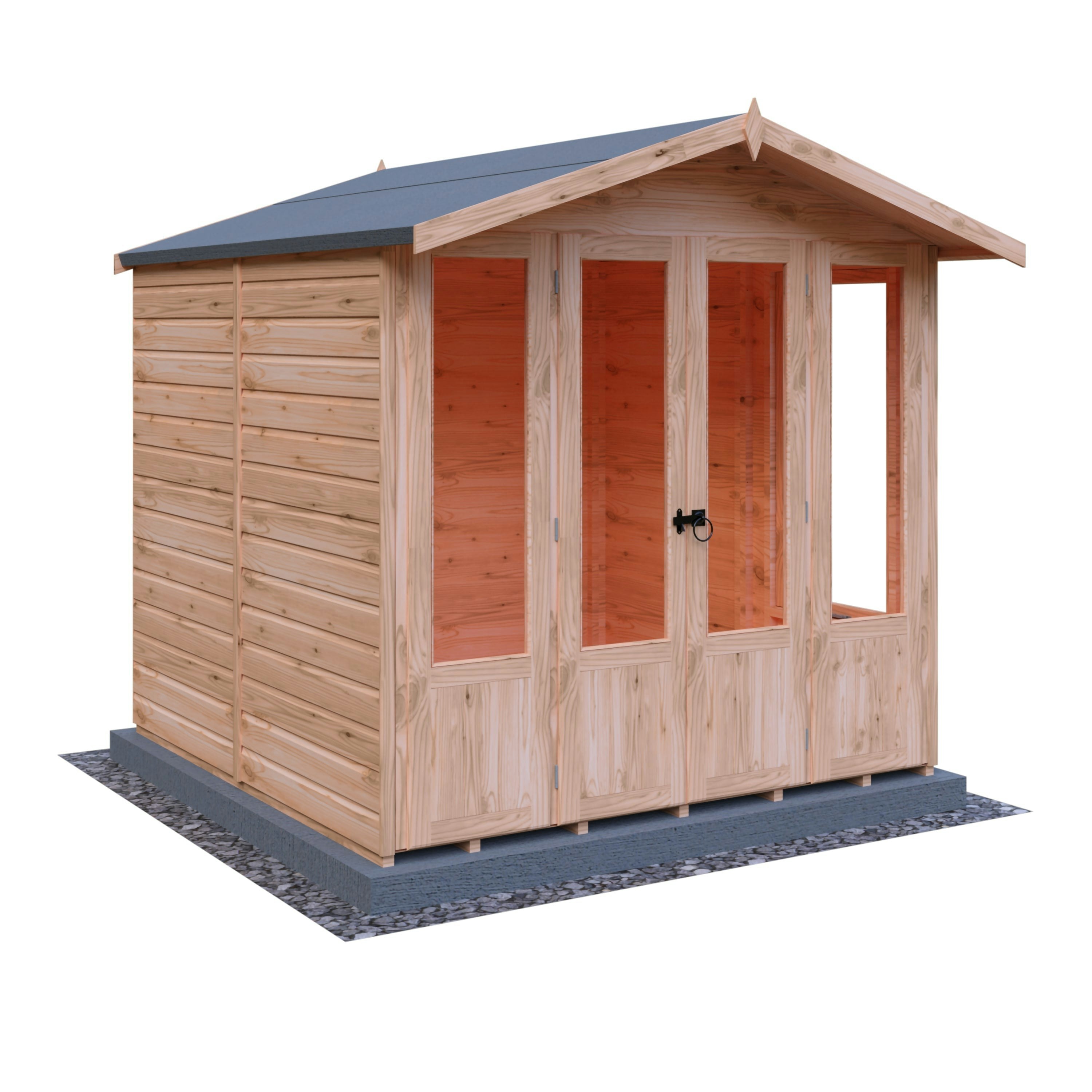 Rackhams Light/Green Parham 7X7 12Mm Interlock Clad Wooden Summerhouse