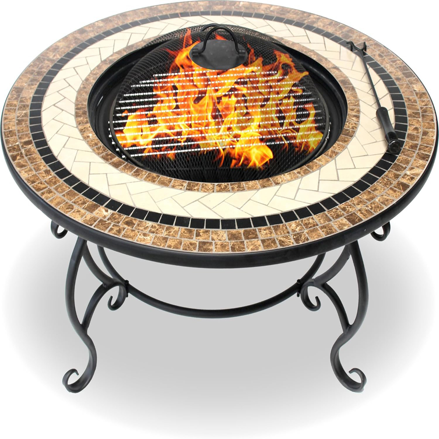 Rackhams Brown/Cream/Coal Topanga Garden Heater/Fire Pit/Coffee Table/Barbecue/Ice Bucket - Ceramic Finish - Fire Pit - Multi