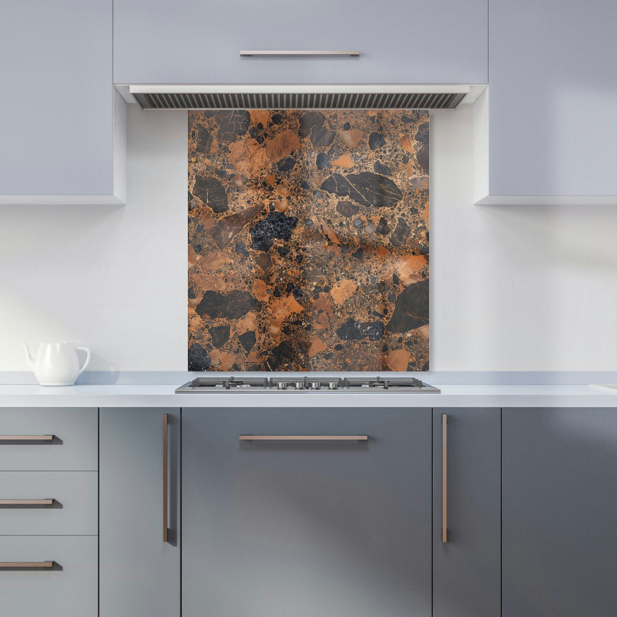 Rackhams - Designer Copper Quartz Effect Kitchen Splashback - W600mm X H650mm