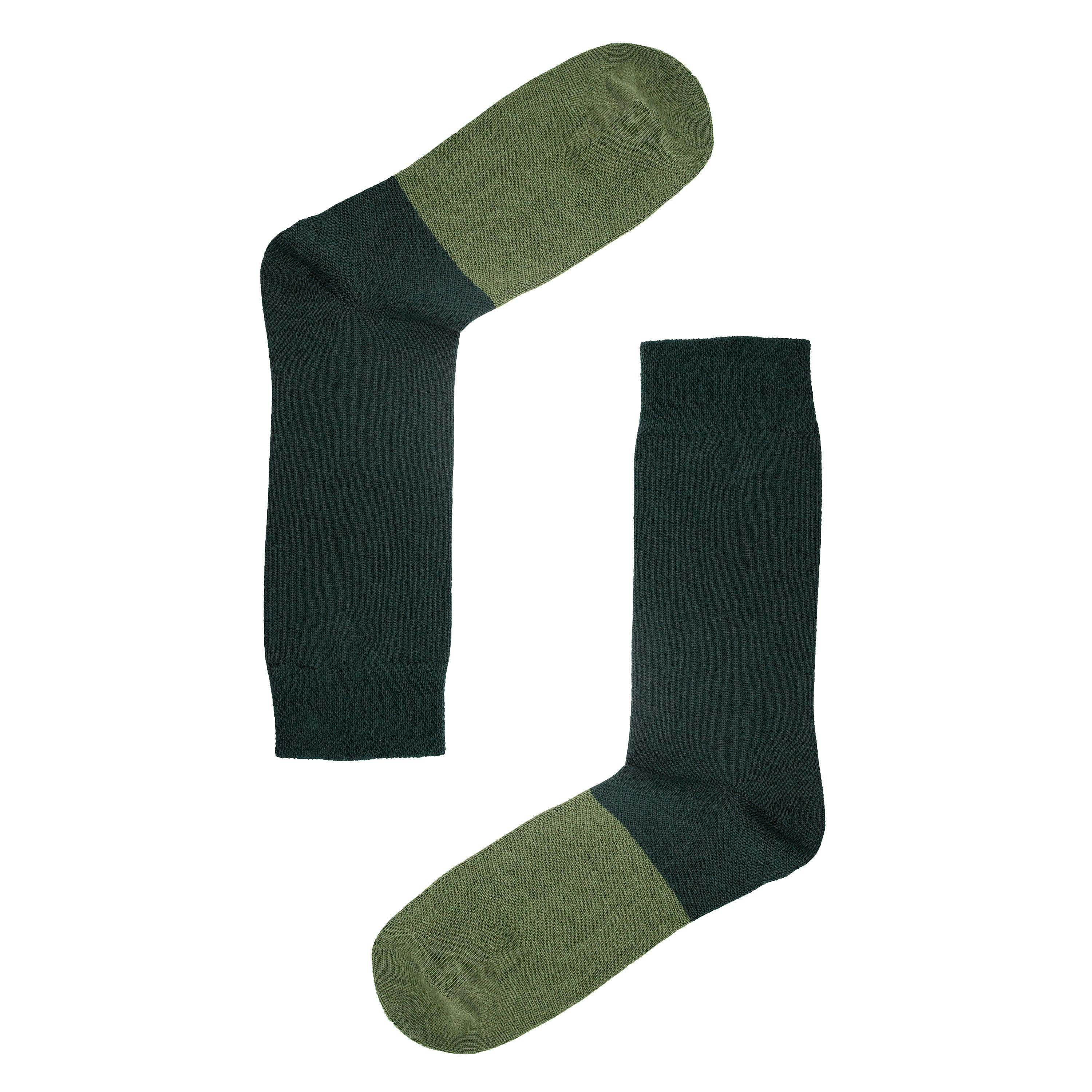 Jemsox Men's Green Two Block Colour Organic Cotton Socks | Soft Comfort Welt - Medium / Eur 39-43 / Uk 6-9