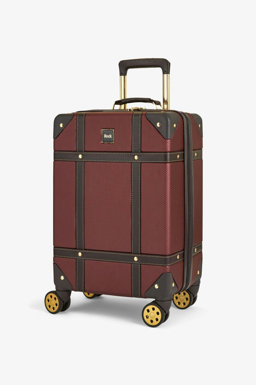 Rock Luggage Burgundy Hard Shell Luggage Suitcase Trunk Cabin Travel Bags - Cabin