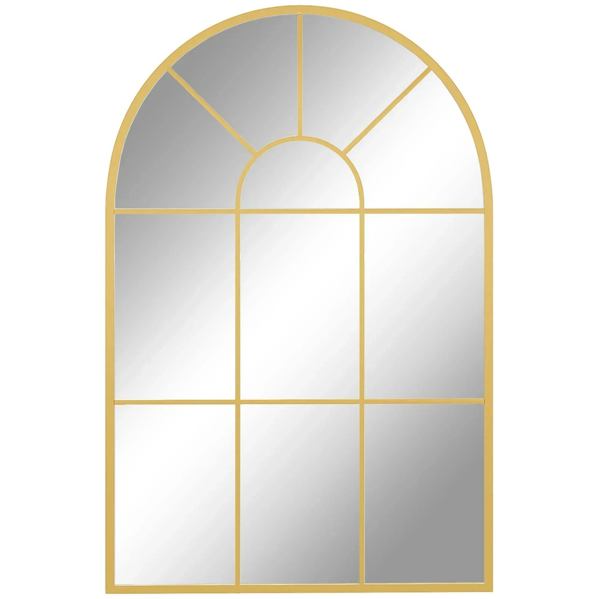 Modern Arched Window Wall Mirror Gold Tone Metal Bedroom Living Room 91 cm - Image 8