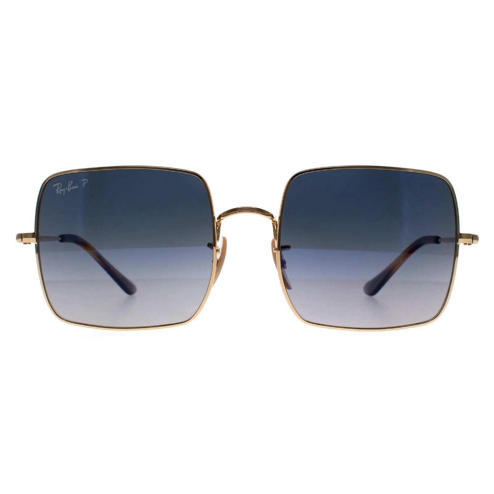 Ray-Ban Square Womens Polished Gold Blue Grey Gradient Polarized RB1971 Metal - One Size - Image 8