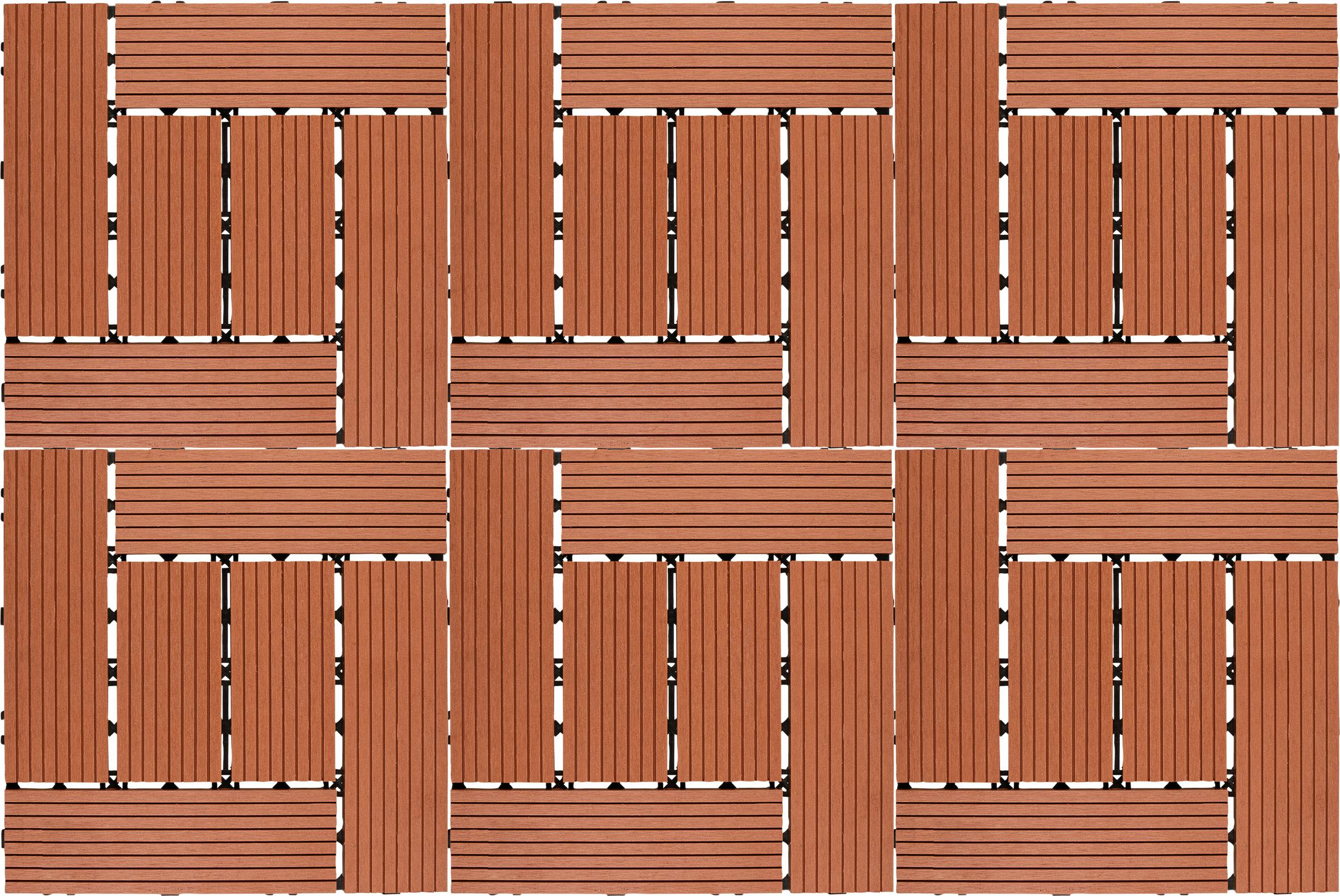 Rackhams Patio & Deck Tiles, Terra Cotta Brick (6 Pack)