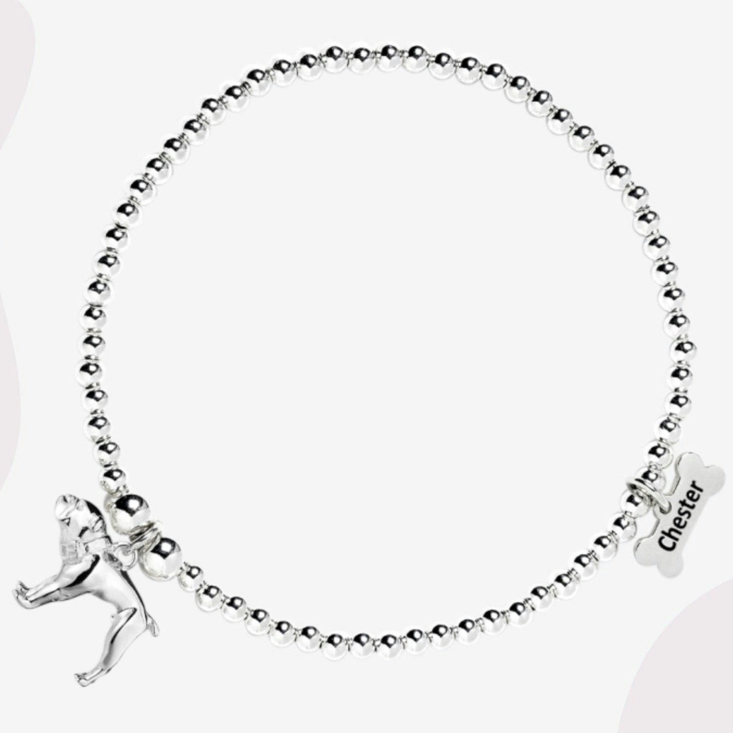 Mylee London Silver English Bulldog Ball Bead Bracelet - Personalised - Yes