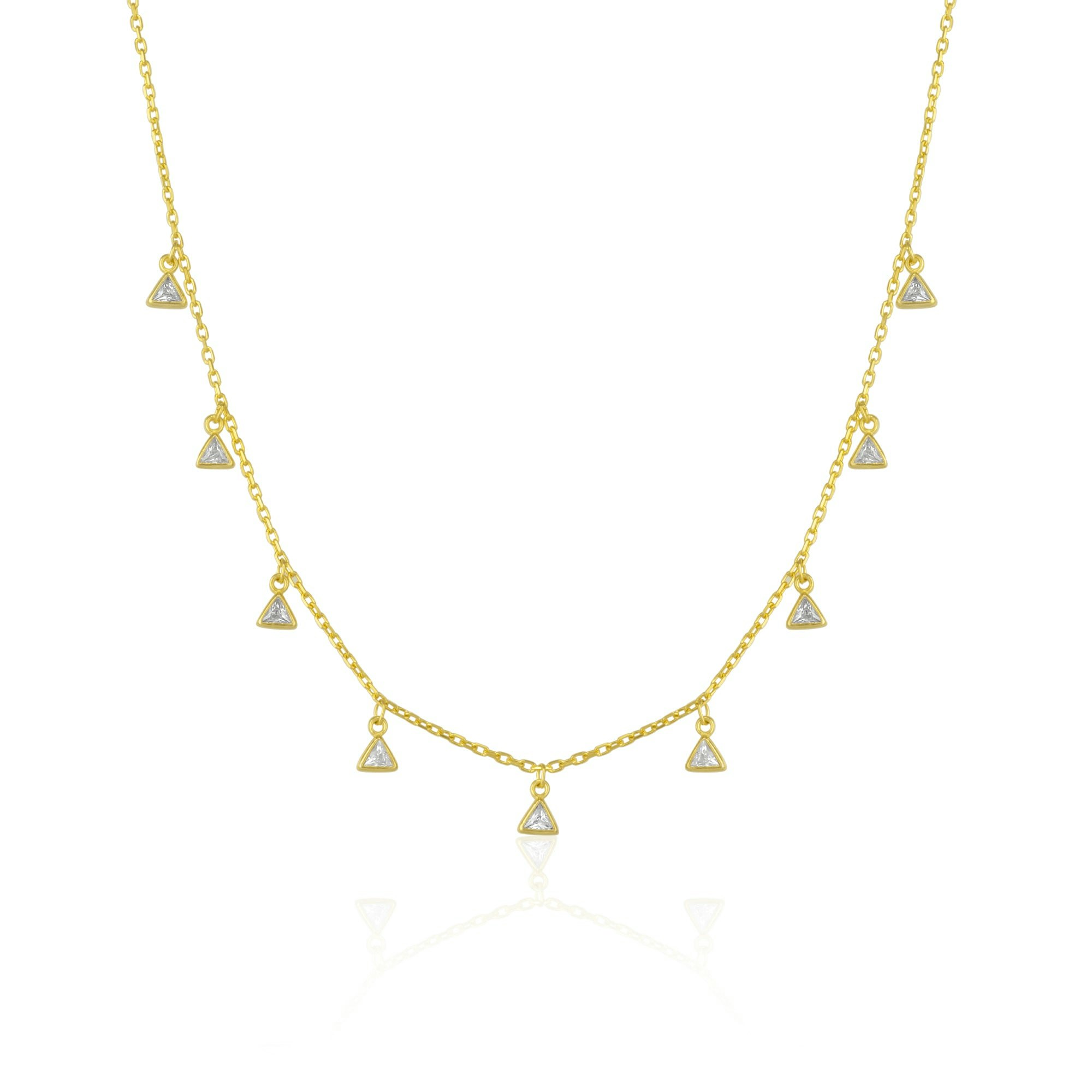 Spero London Silver/Gold Jewelled Triangle Sterling Station Necklace