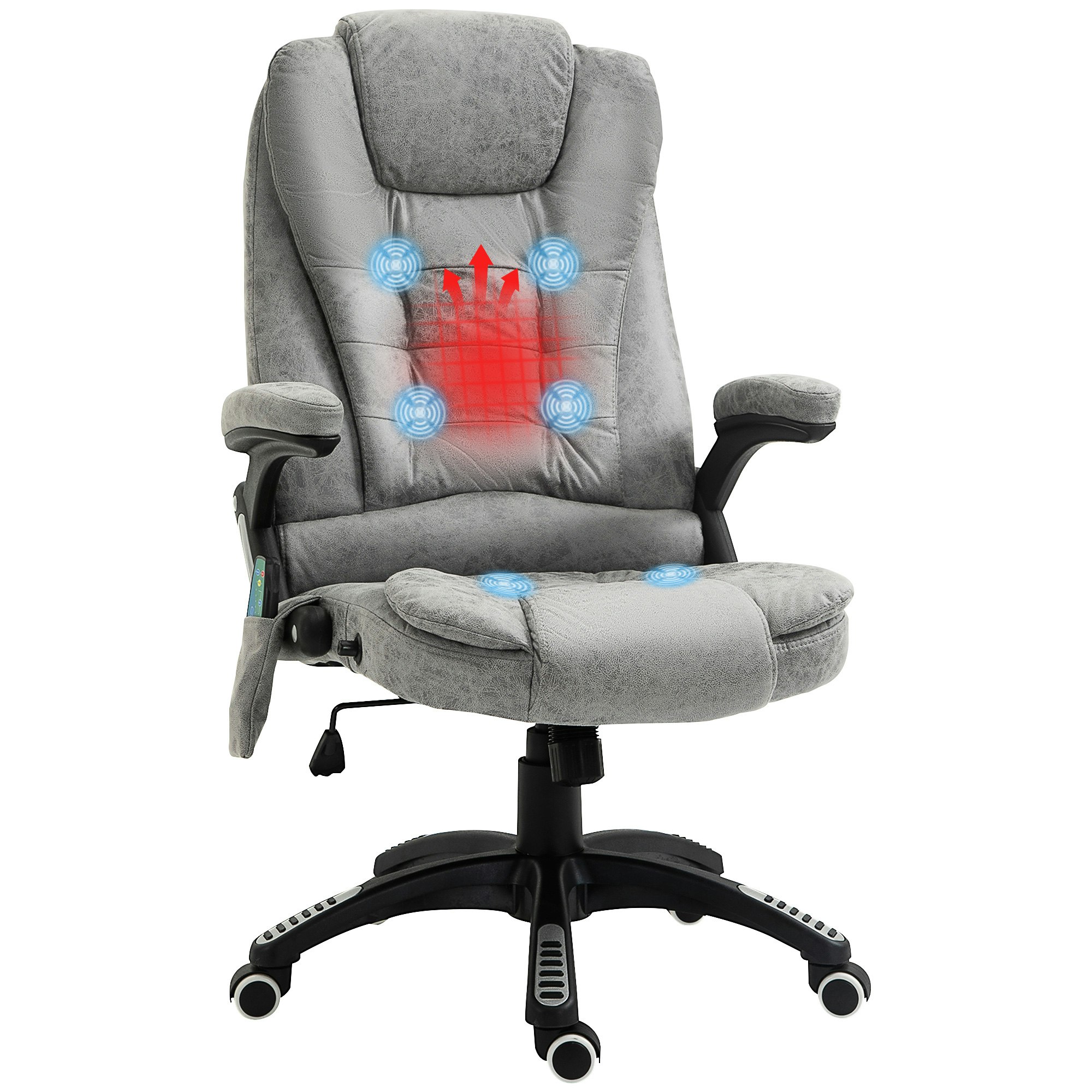 Rackhams Grey Office Chair W/ Heating Massage Points Relaxing Reclining
