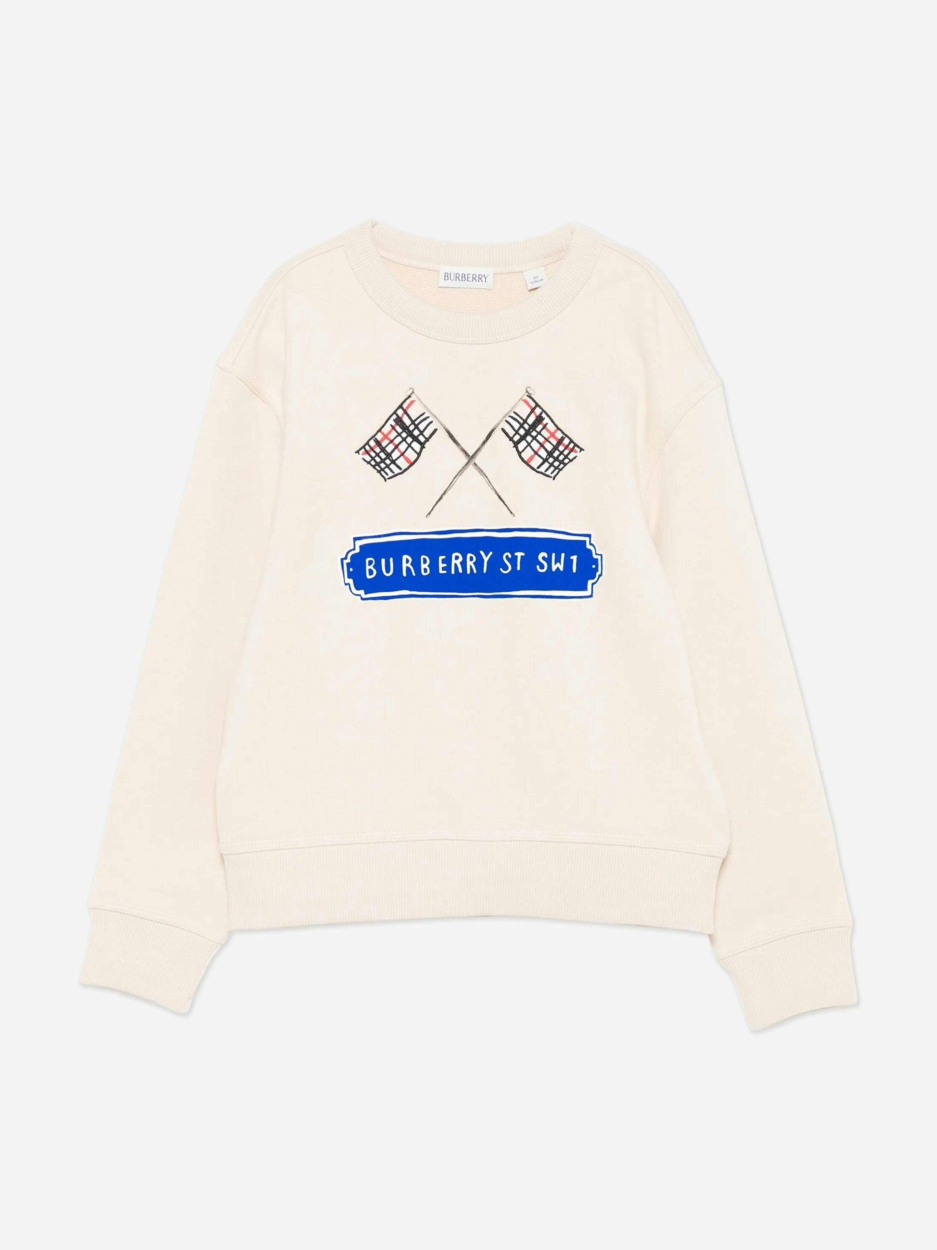 Burberry Kids Boys Ivory Burberry Flag Logo Sweatshirt In - 6 Yrs
