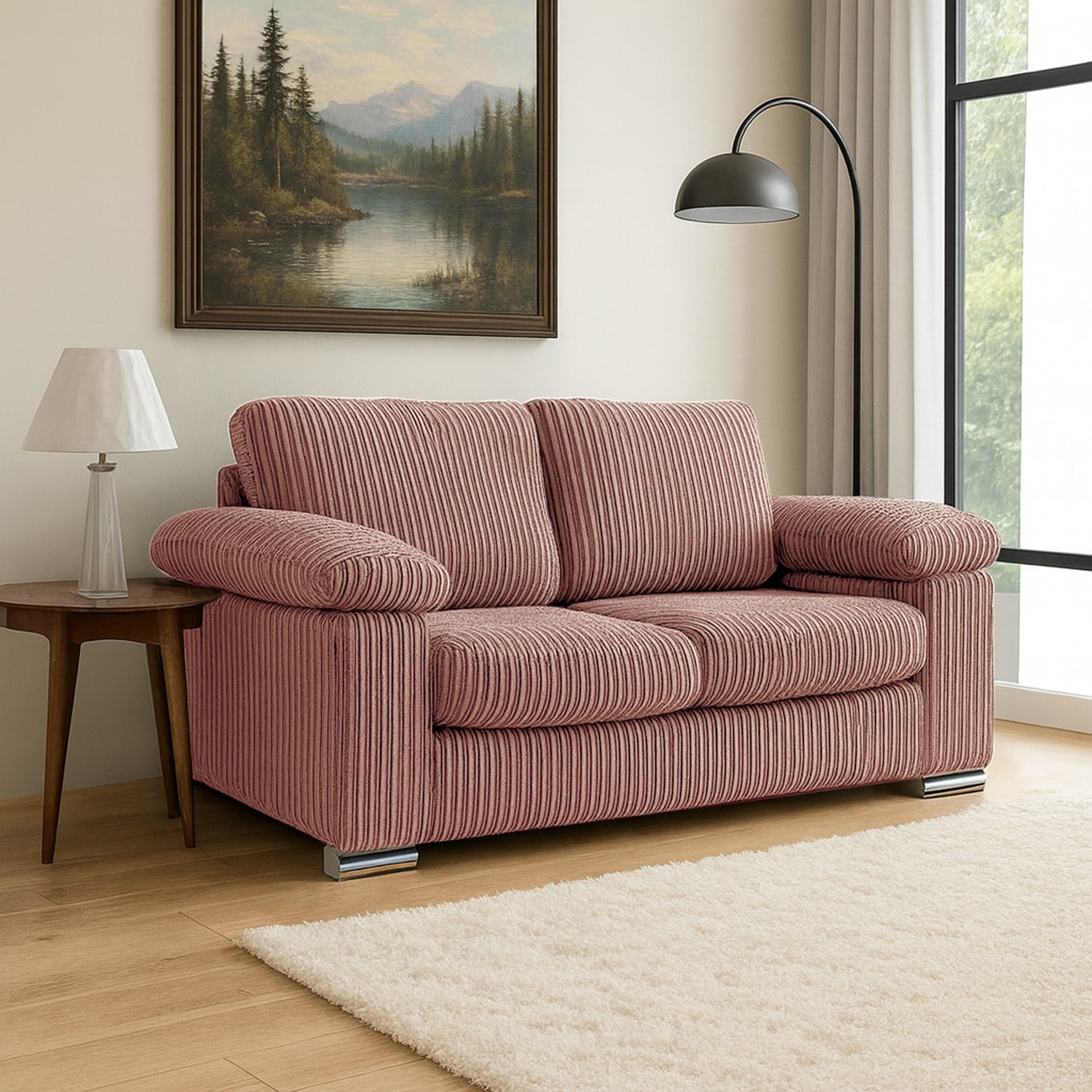 Rackhams Pink Delta Full Jumbo Cord 2 Seater Sofa