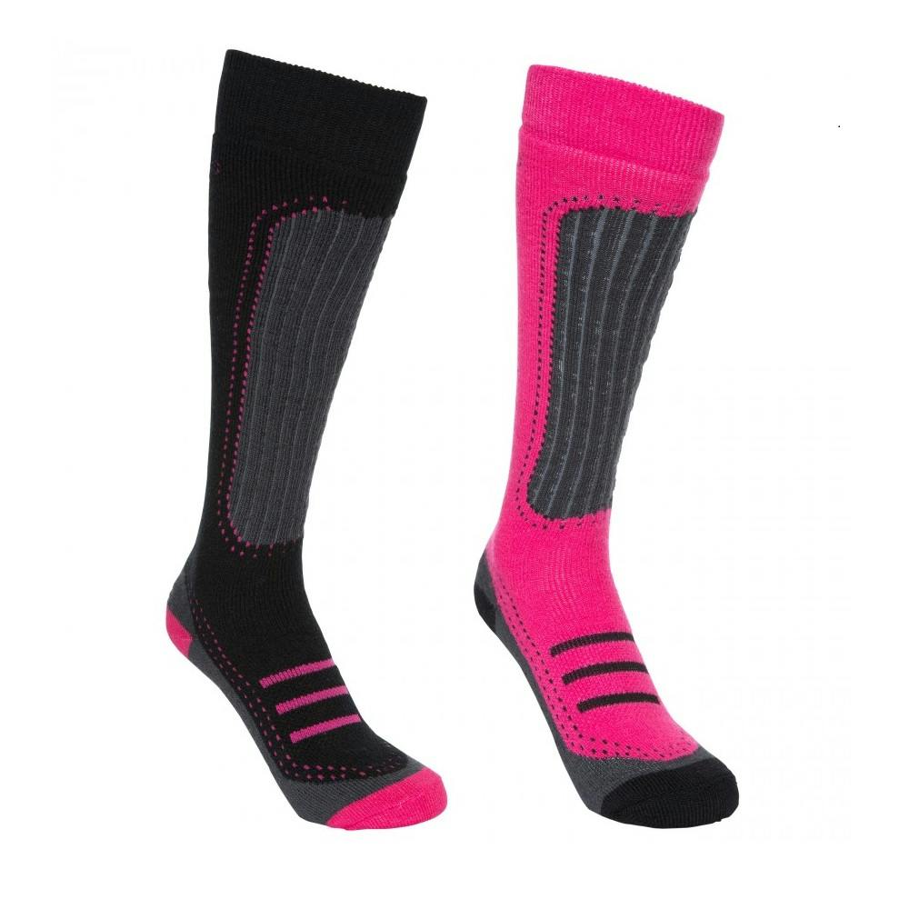 Trespass Women's Black / Janus Ii Ski Socks (Pack Of 2) - Cassis/ - Cassis/ - 3/6
