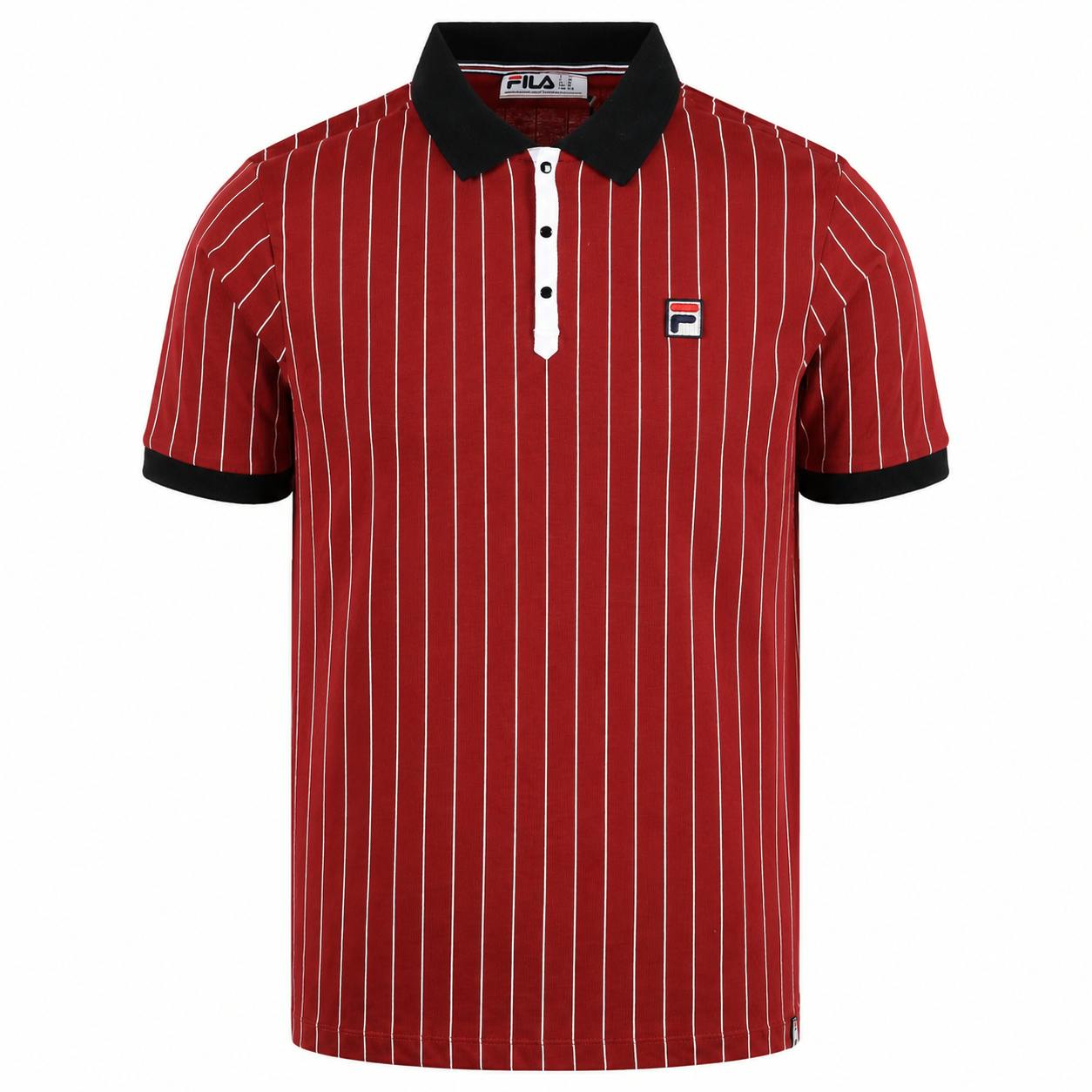 Fila Black/White Bb1 Classic Striped Polo Shirt Sun Dried Tomato/ - Xxl