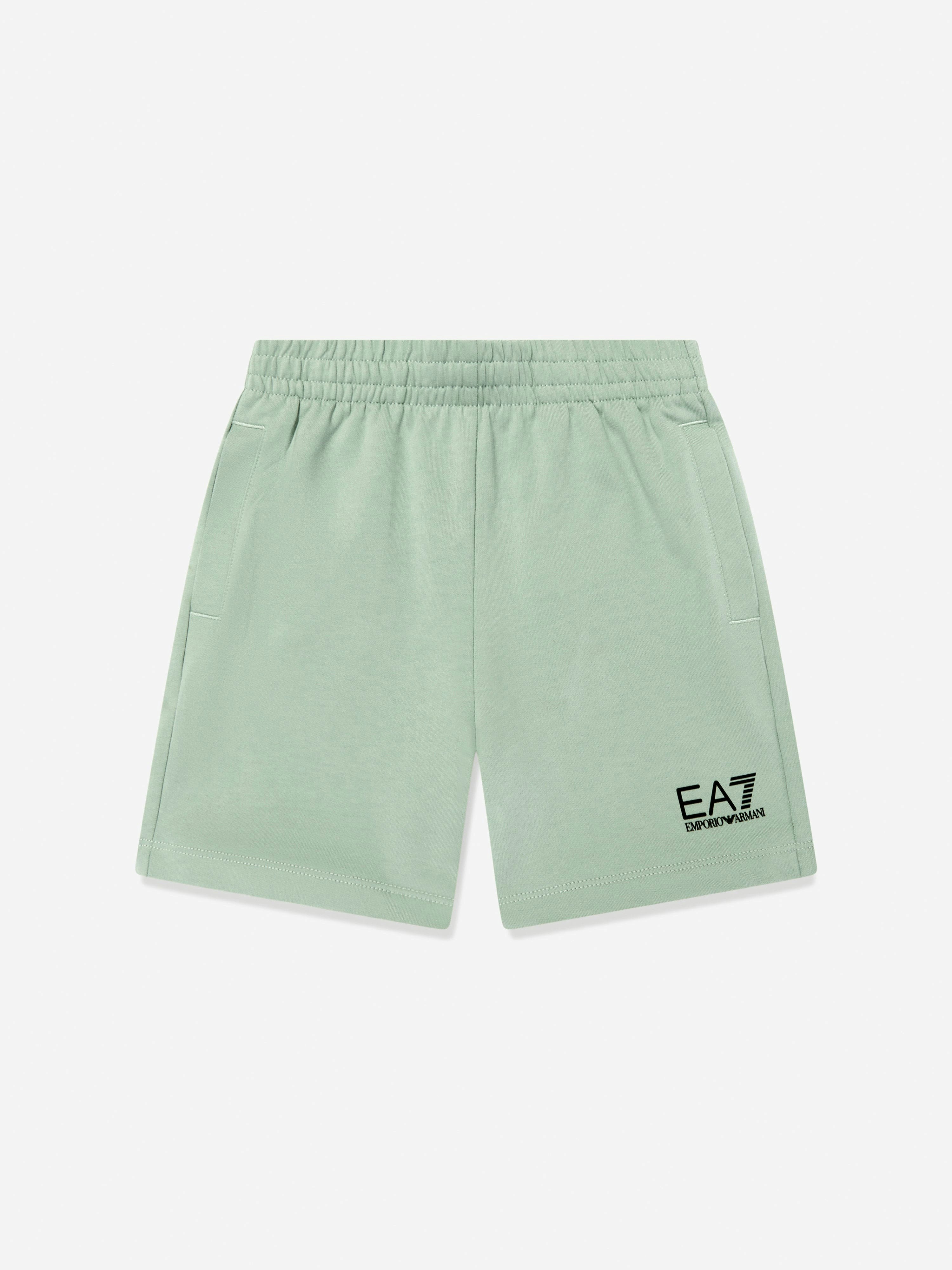 Ea7 Emporio Armani Boys Green Logo Bermuda Shorts In - 8 Yrs