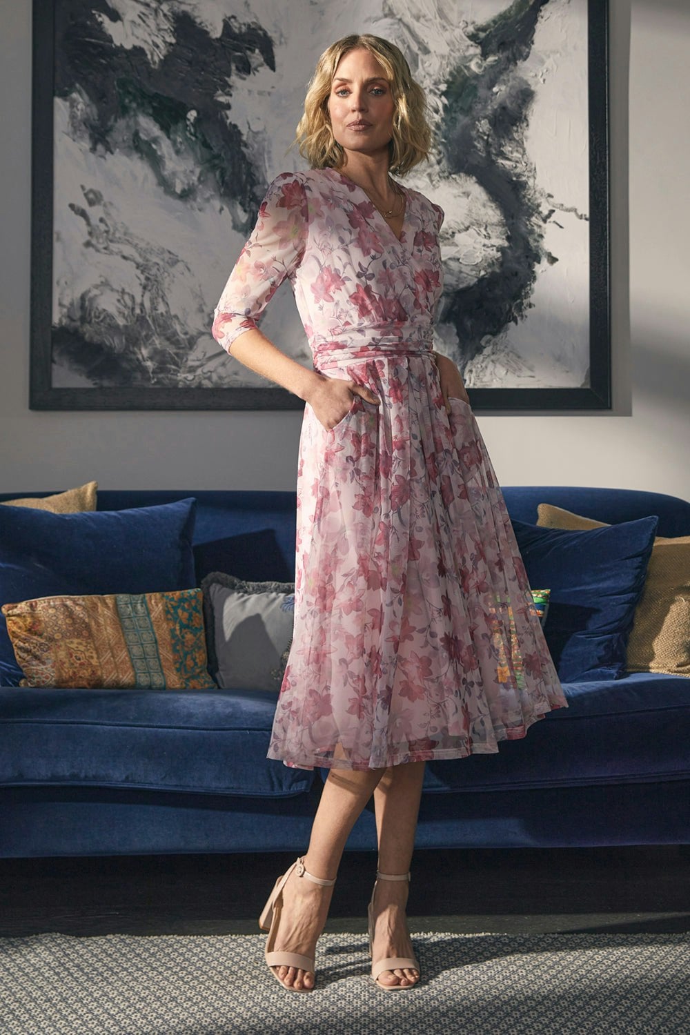Izabel London Red Floral Wrap Front Tea Dress - 20