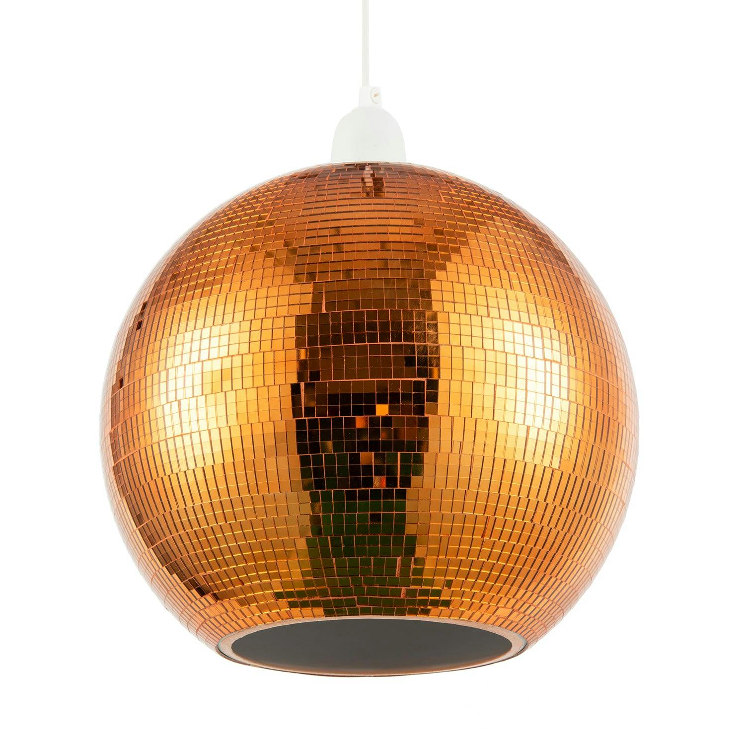 Happy Homewares Orange Shiny Disco Mosaic Ball In Vibrant Mirrored Tiled Retro Style