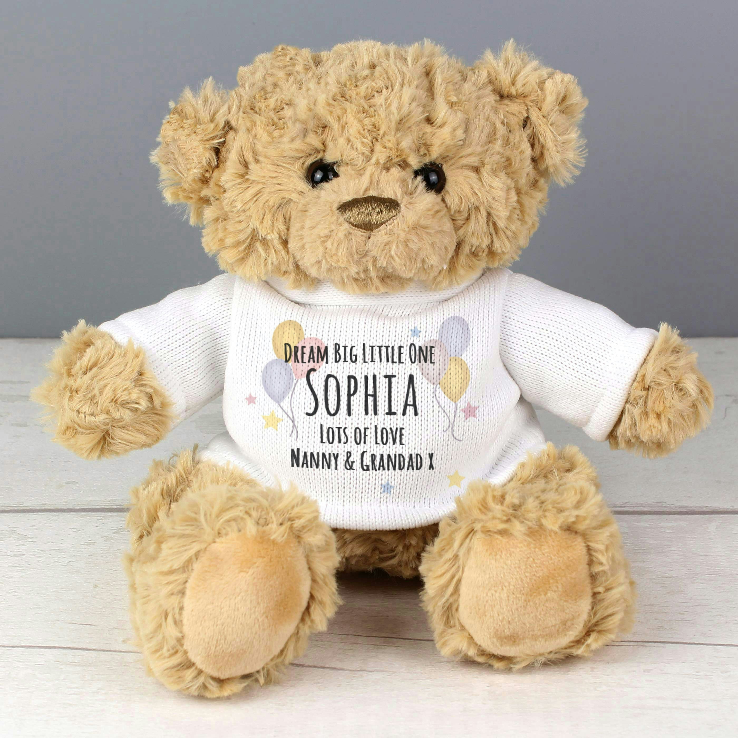 Personalised Memento Company Personalised Teddy & Balloons Teddy Bear