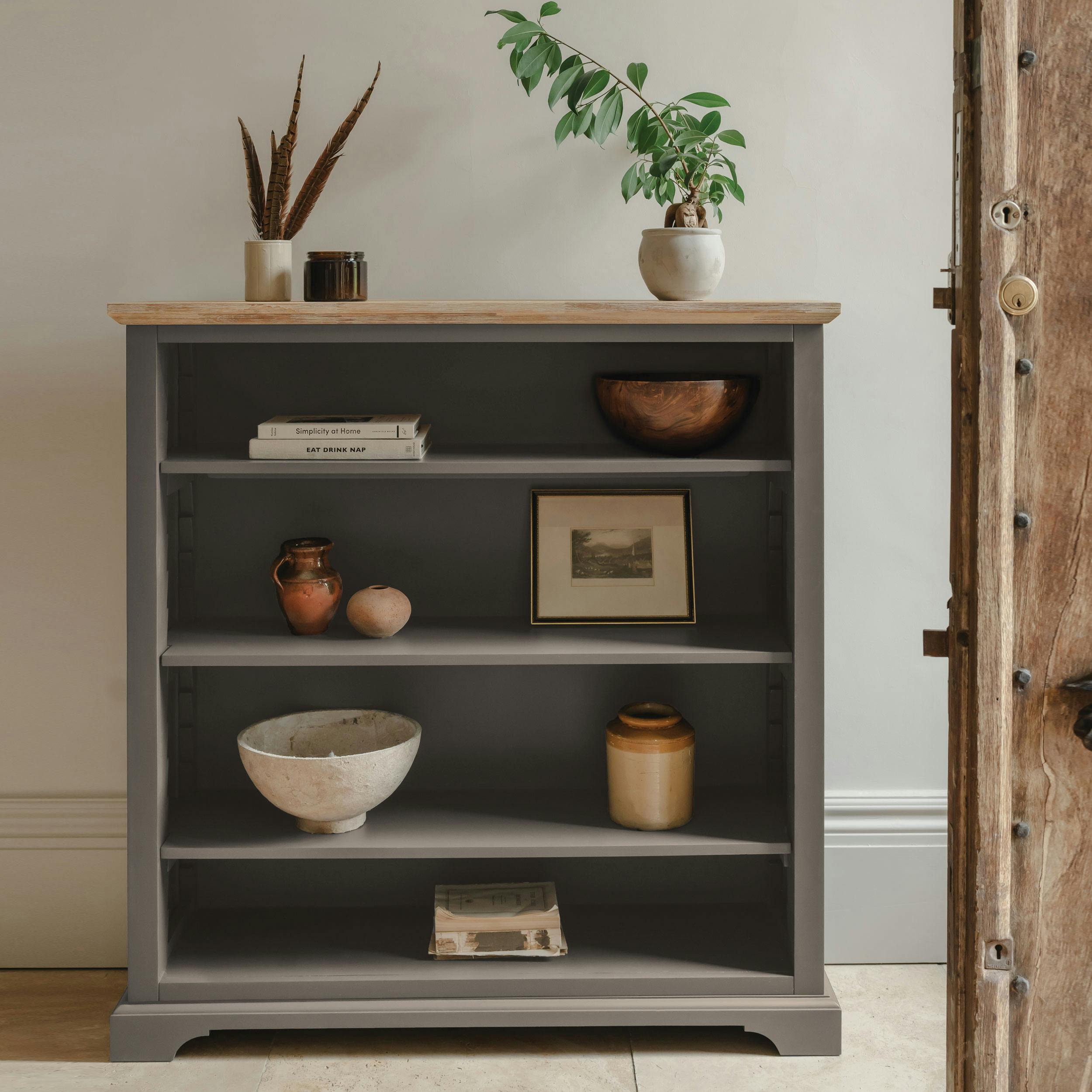 Statement Furniture Grey Florence Bookcase Wooden Shelving Unit With Adjustable Shelves, Fully Assembled - Dove