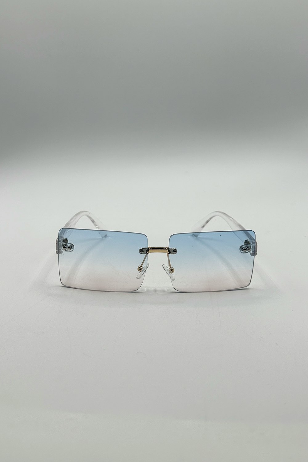 Svnx Blue Square Rimless Sunglasses With Ombre Lens - One Size