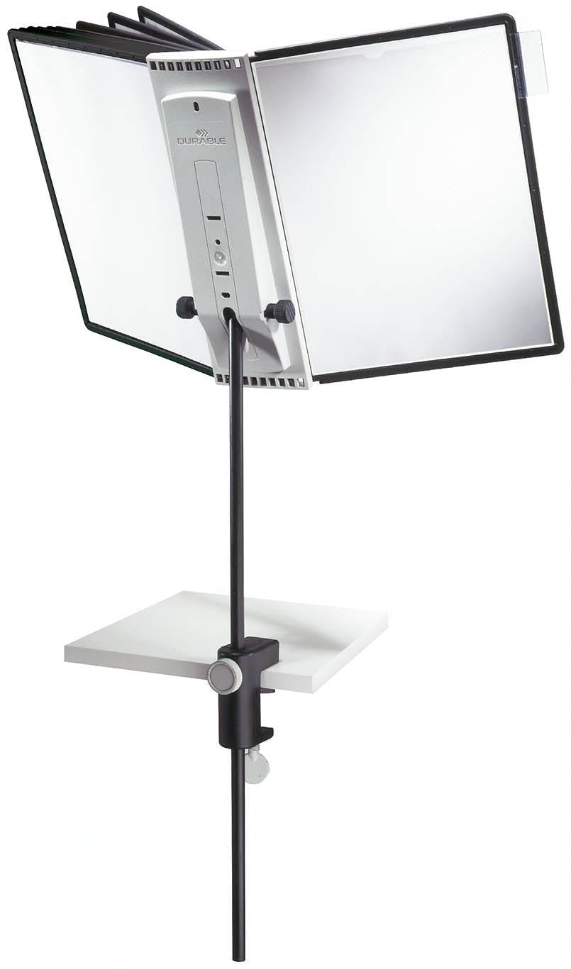 Rackhams Black Sherpa Desk Clamp 10 Display Panel Stand Mount | 10 Panels | A4