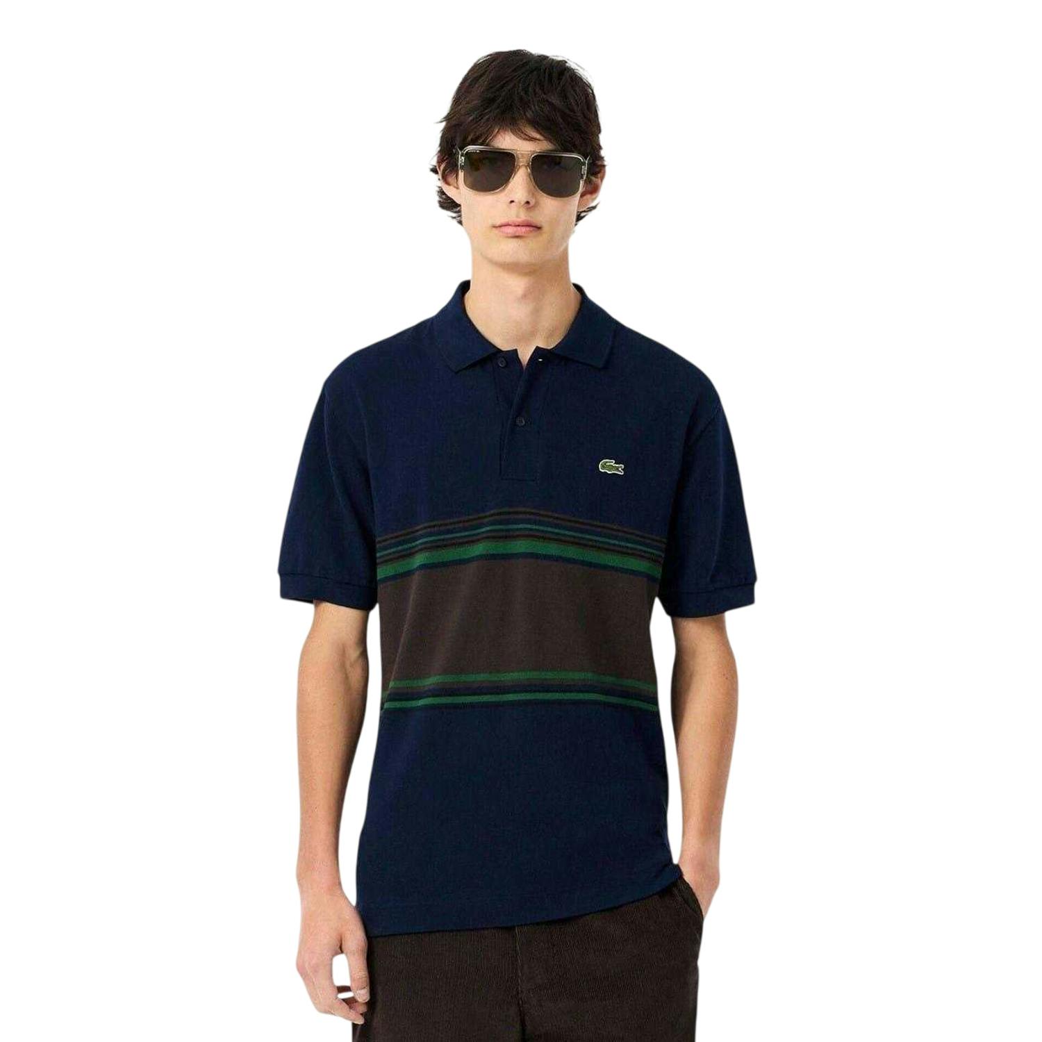 Lacoste Men's Blue Logo Short-Sleeved Polo Shirt - Navy - Xl - Navy - 100% Cotton