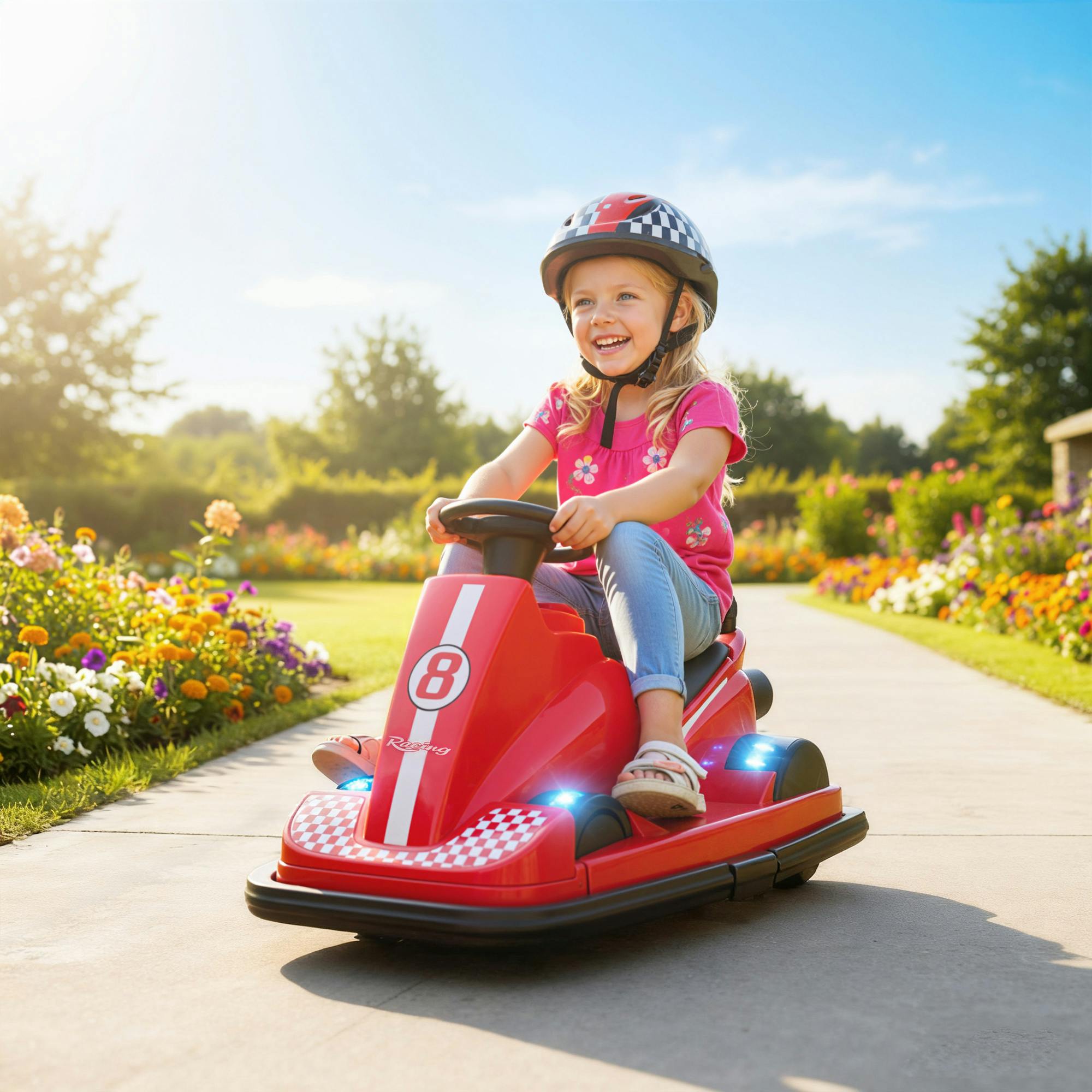 Aiyaplay Red Electric Kids Bumper Car With 360 Degree Rotation Spin - 74L X 53W X 48H Cm
