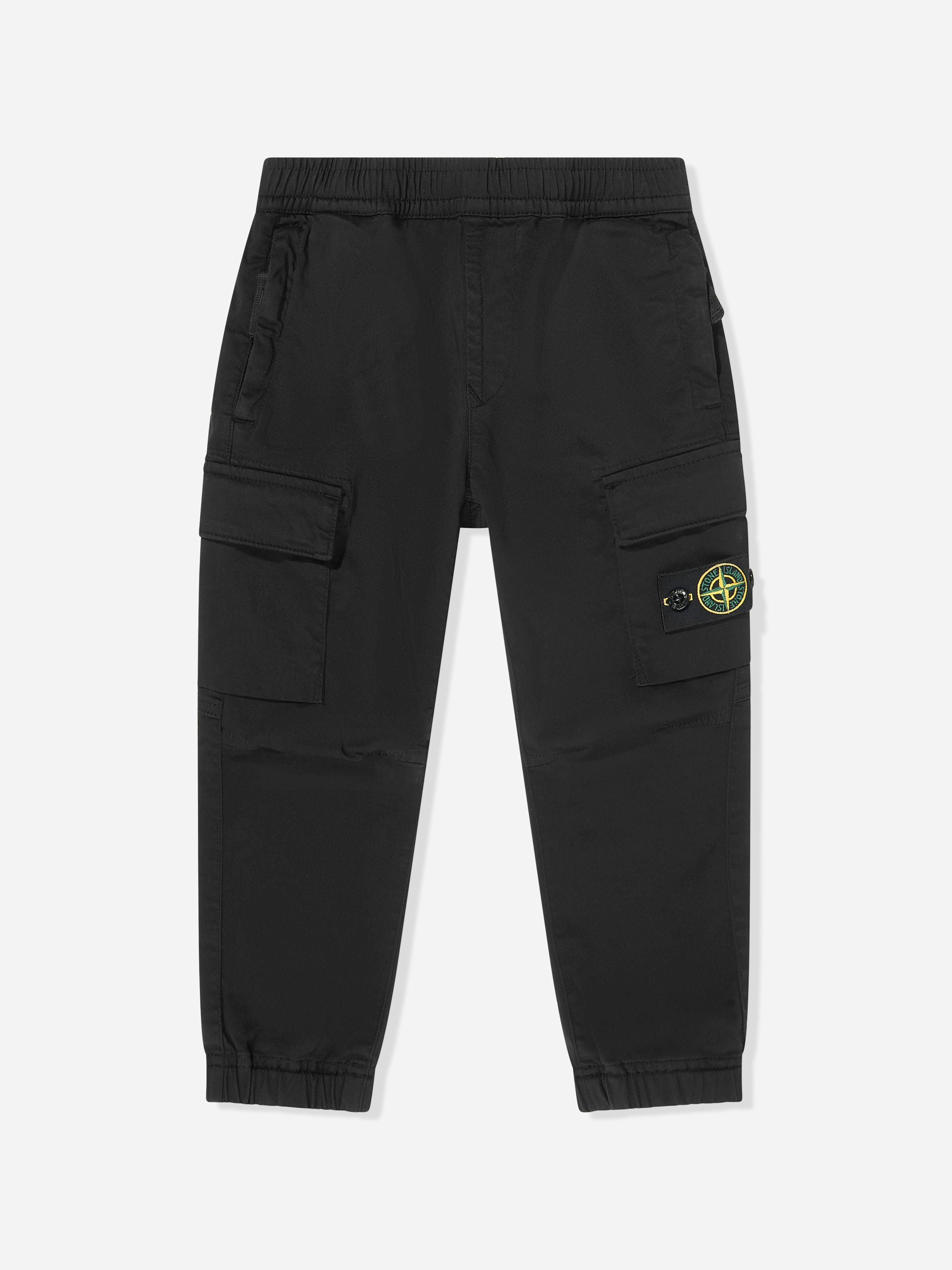 Stone Island Boys Black Junior Regular Tapered Cargo Trousers In - 8 Yrs