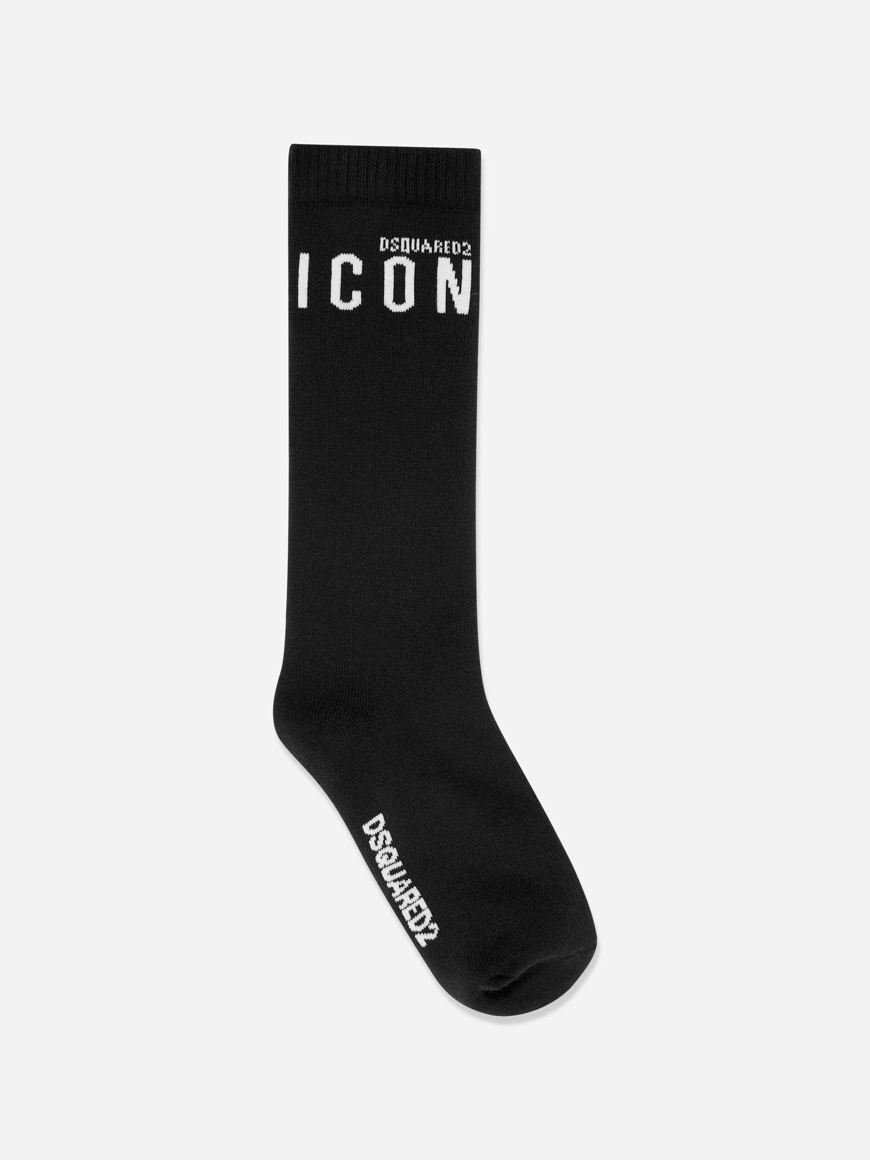 Dsquared2 Kids Boys Black Icon Logo Socks In - 10 - 12 Yrs