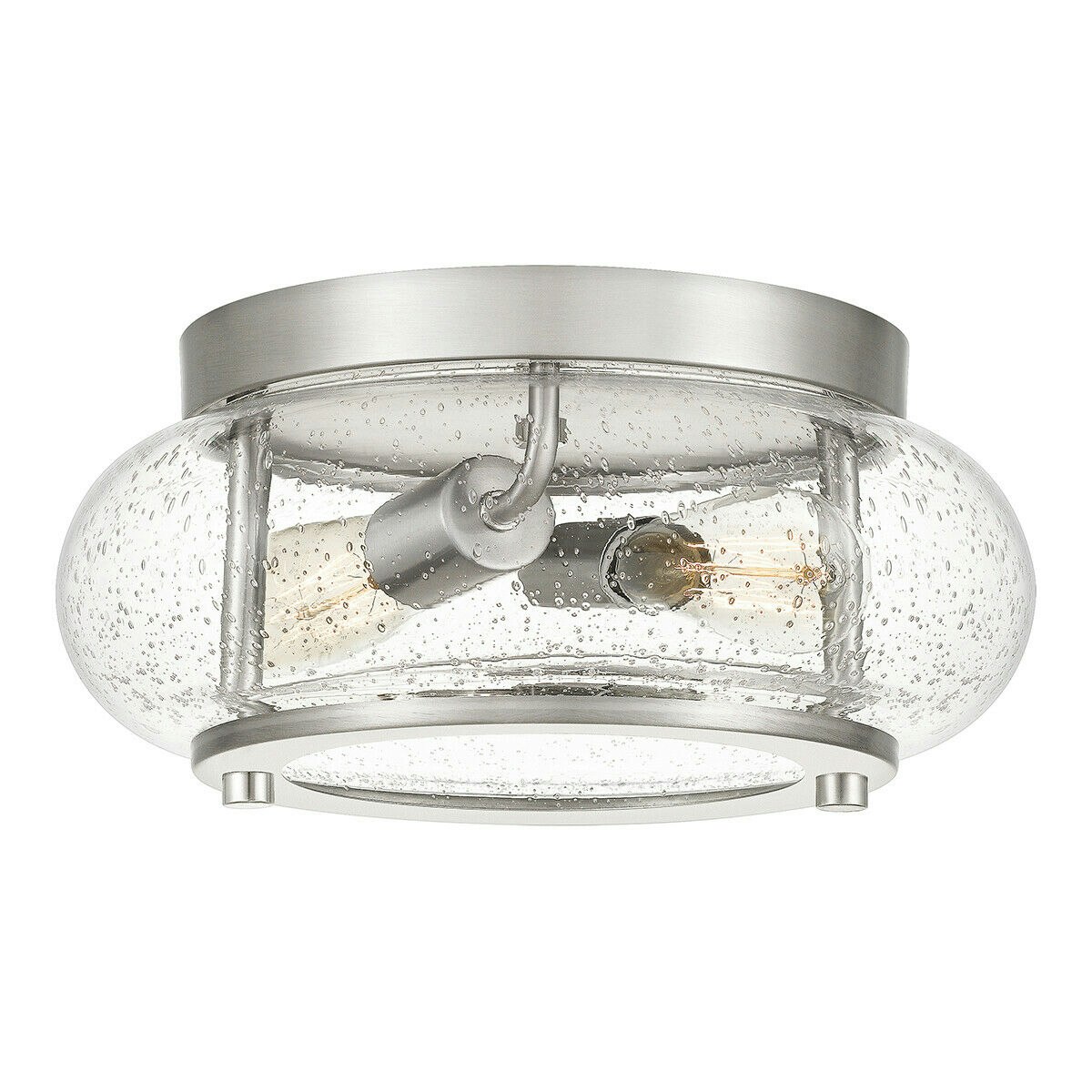Rackhams Light Bulb Flush Low Ceiling Brushed Nickel Led E27 60W Bulb Size 1