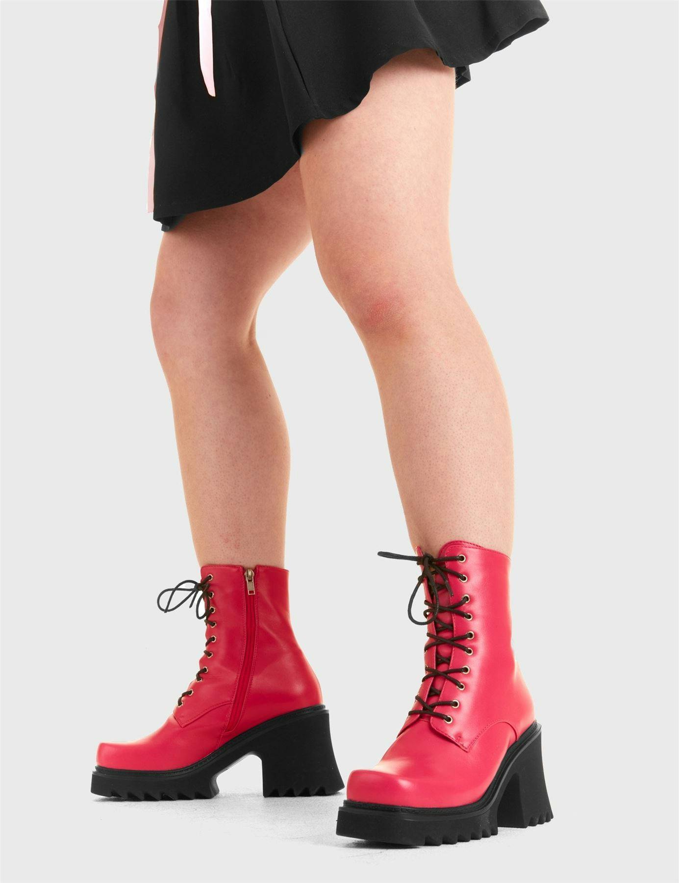 Lamoda Women's Fuchsia In Opposition Chunky Platform Ankle Boots Bold Statement - Uk4
