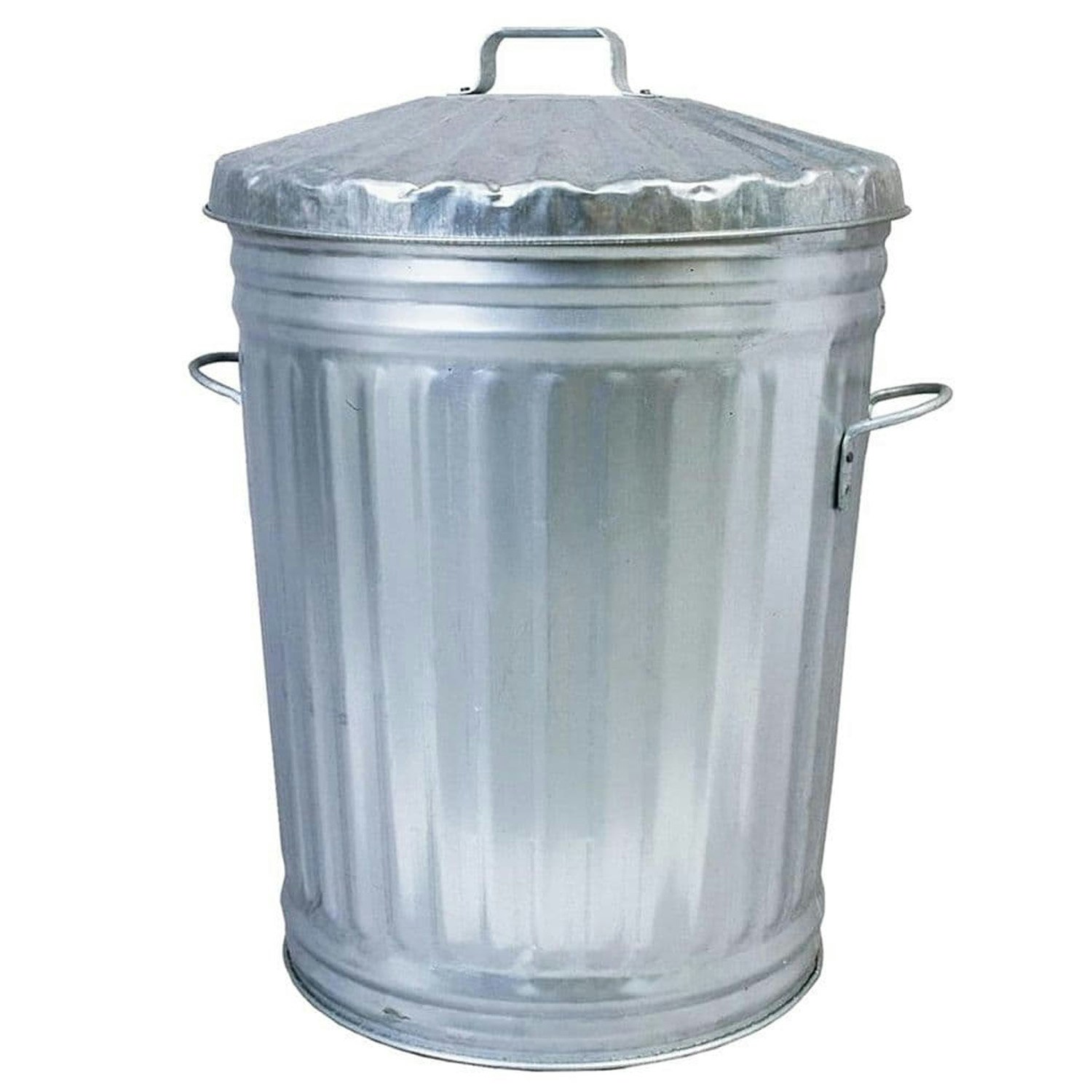 Rackhams 90L Galvanised Metal Home Kitchen Storage Rubbish Bin With Lid & Handles - 2 X