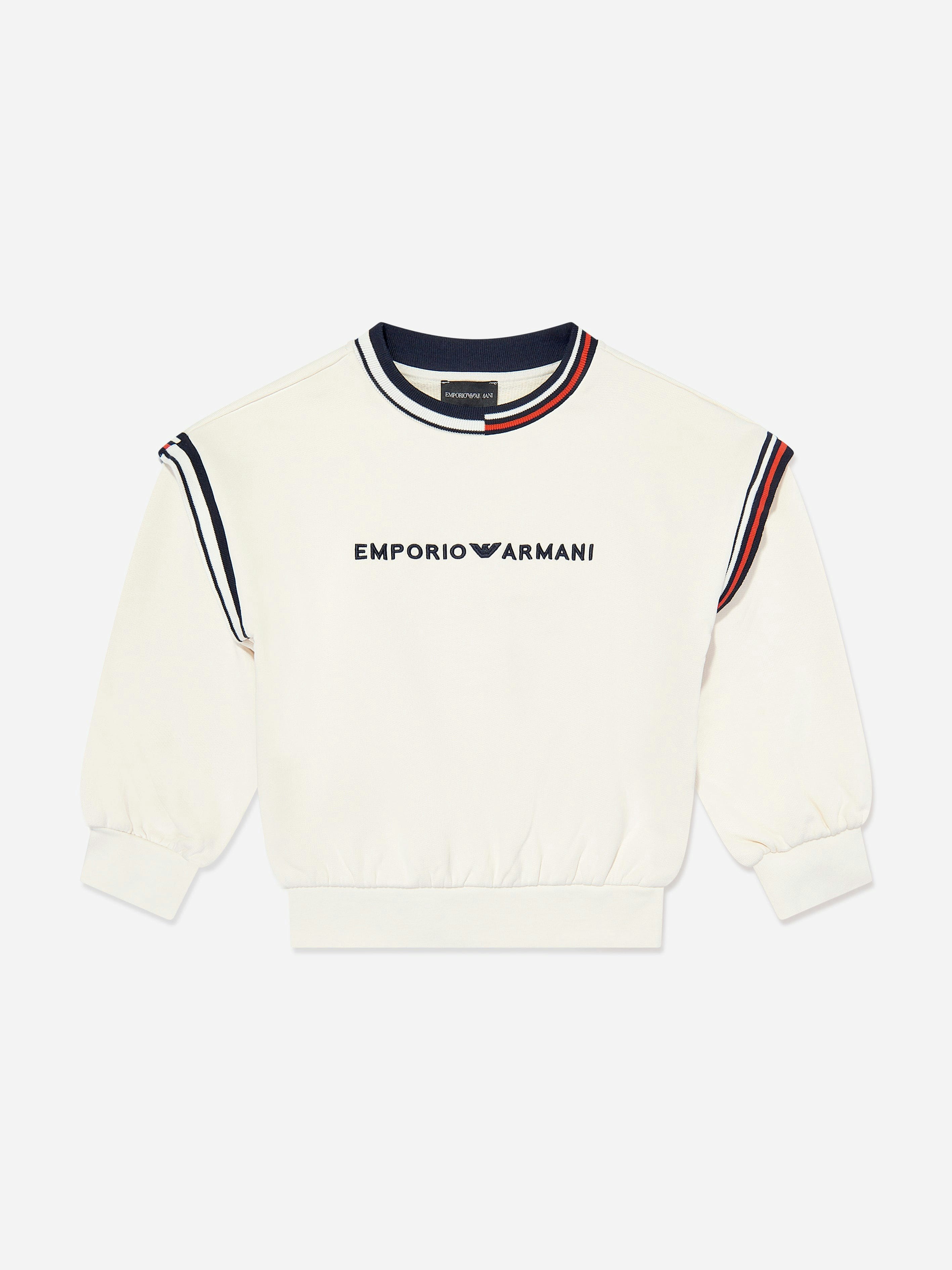 Emporio Armani Boys Ivory Kids Logo Sweatshirt In - 14 Yrs